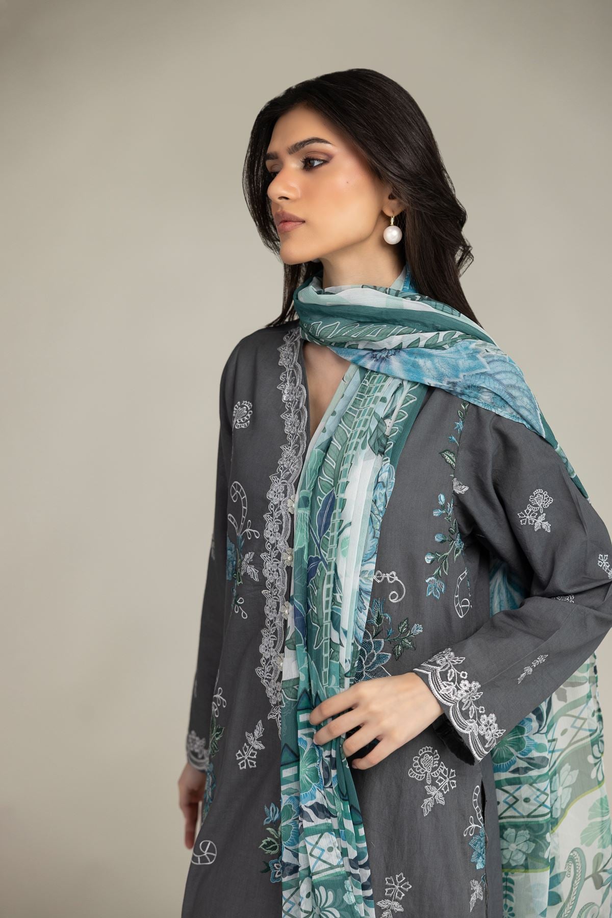 Embroidered Cambric Cambric Tailored 3-Piece - 1-26-102-A-F-VG