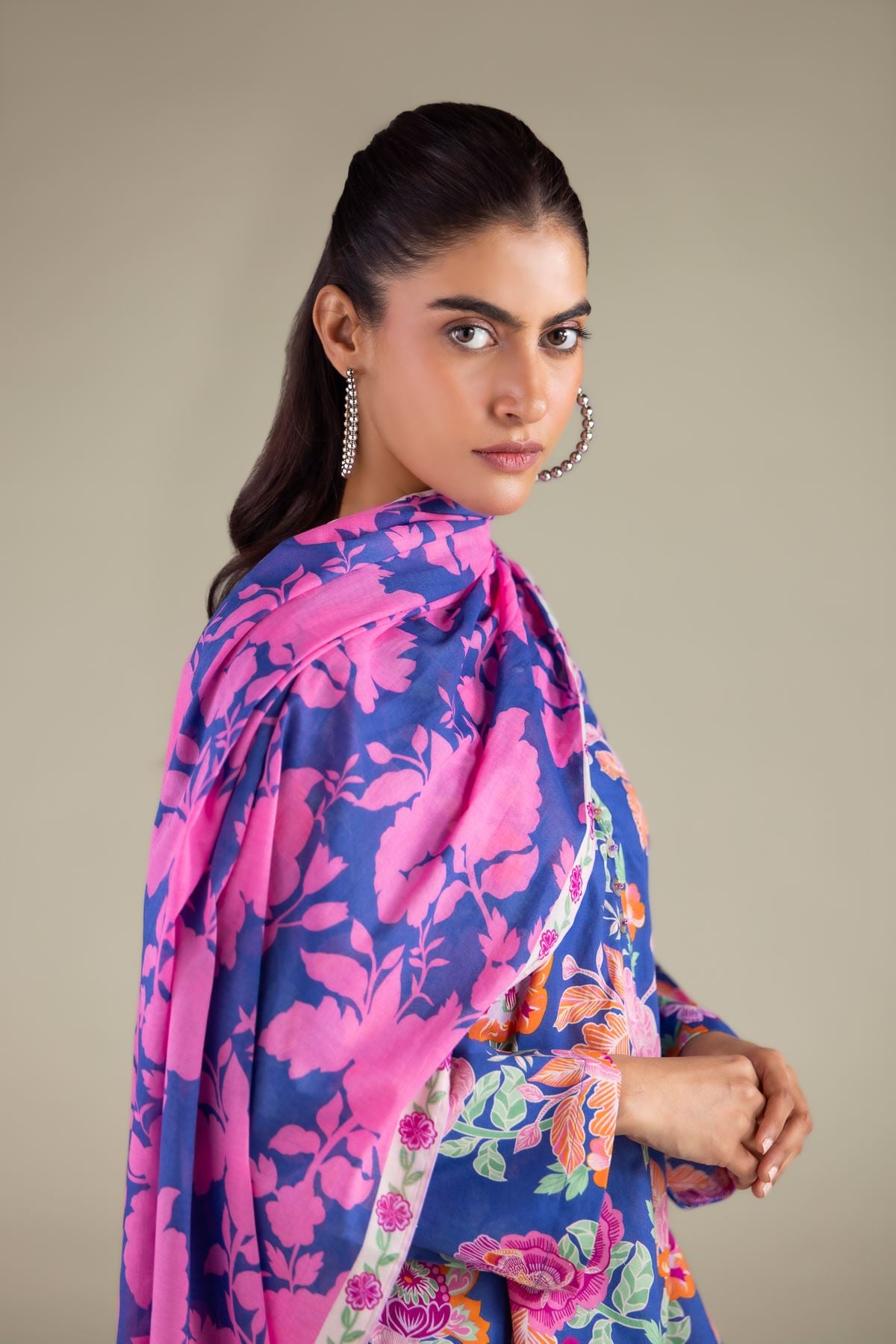 Printed Lawn Floral Summer Dupatta - 1-26-111-A-B-VG