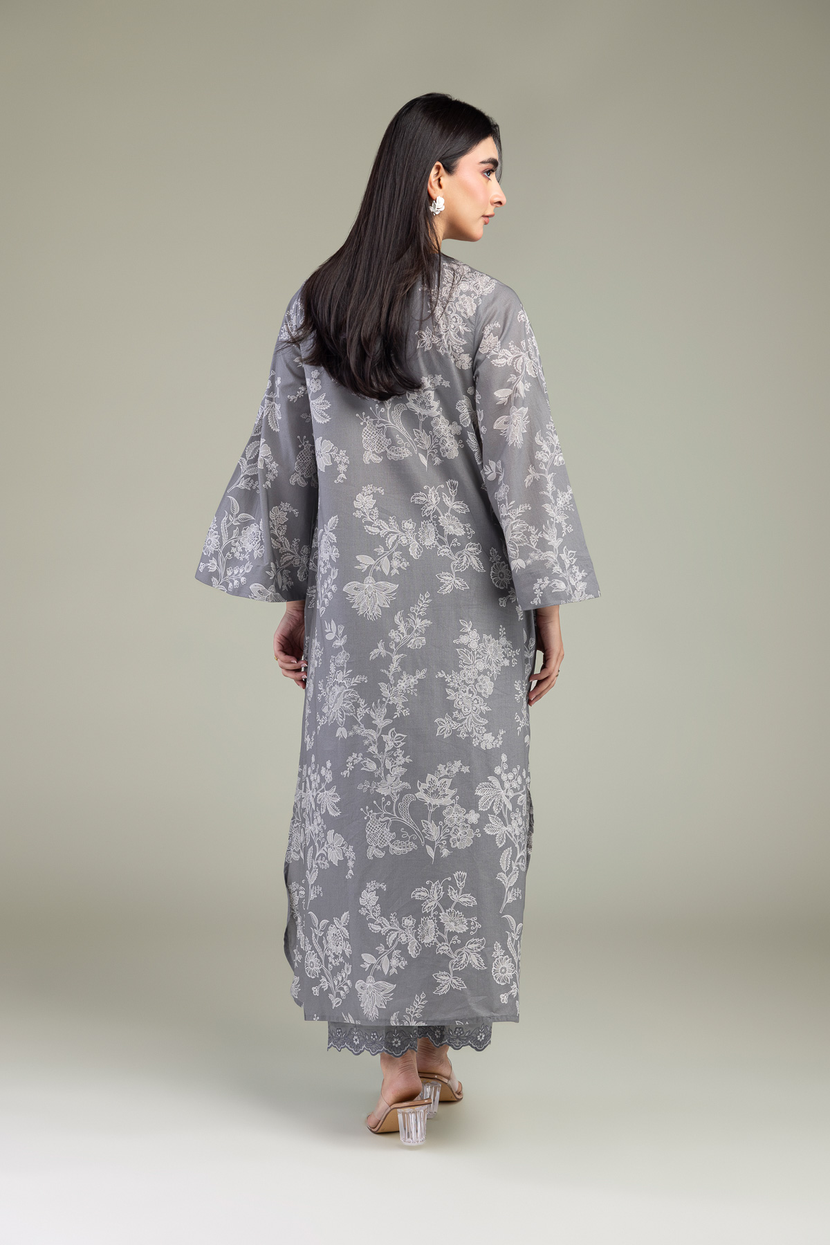 Embroidered Cambric Gray Cambric Kurta - 1-26-102-A-F-VG