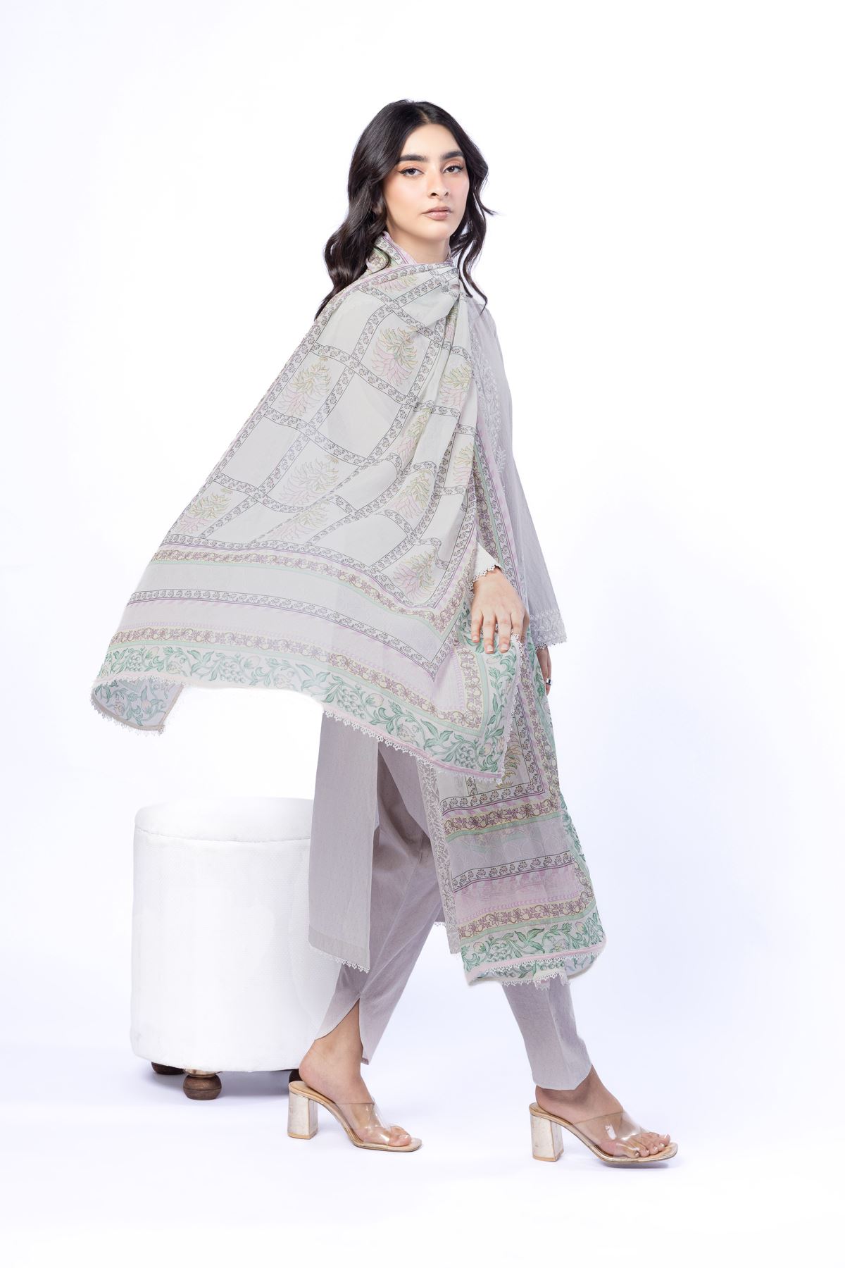 Embroidered Cotton Dobby Tailored 3 Piece - T-A22-26-117FH2-VG