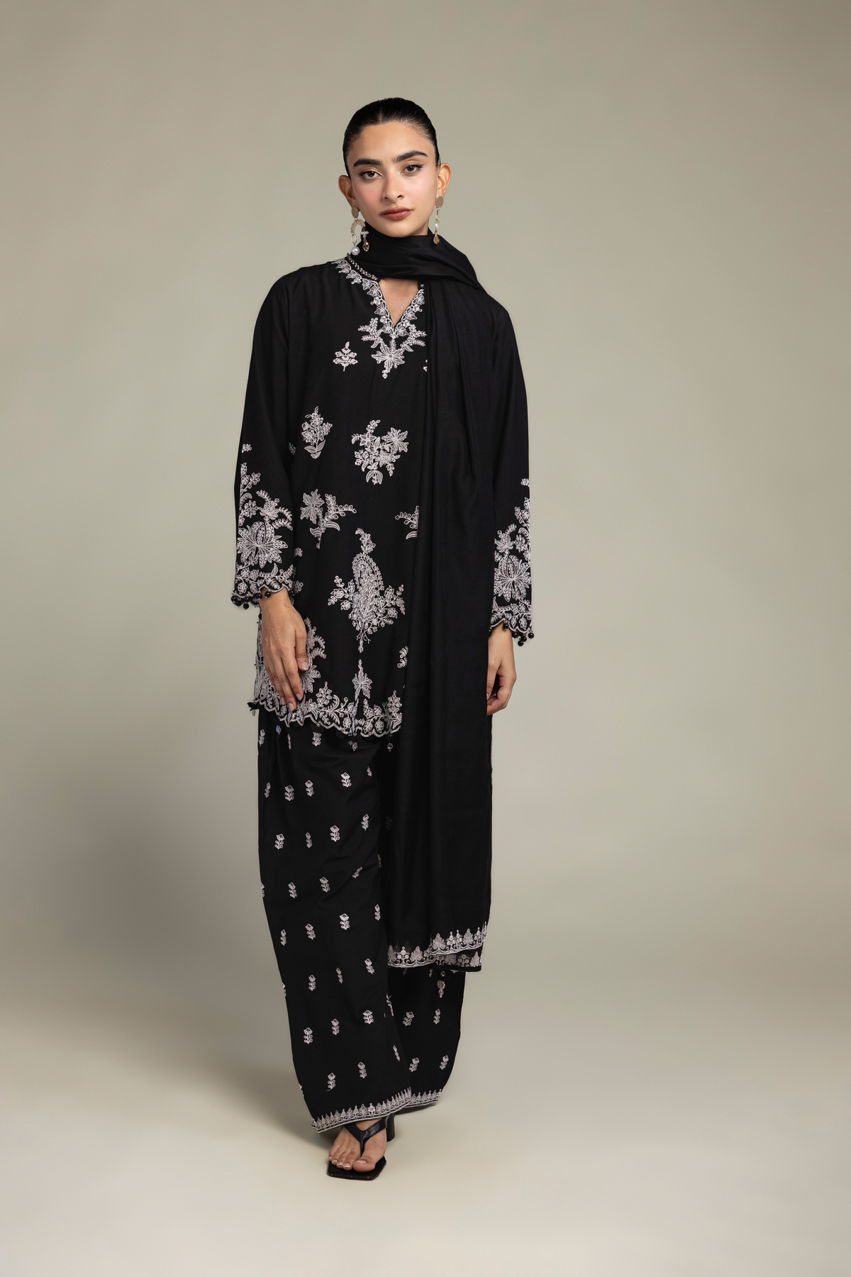 Cotton Net Cotton Black Dupatta - 2-26-303-B-F1-VG