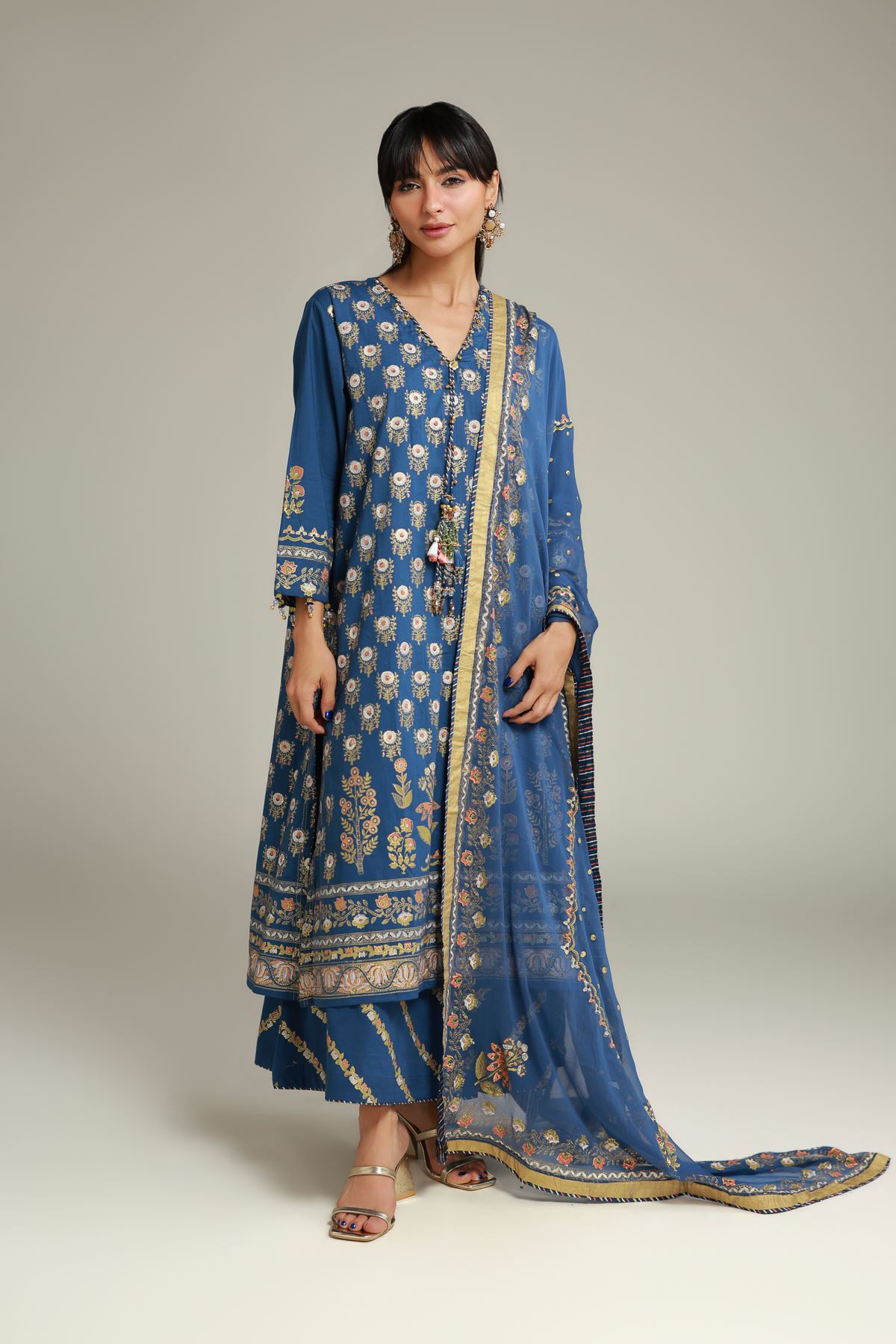 Printed Cambric Floral Co-ords Set - 12-26-115-F-B-VG