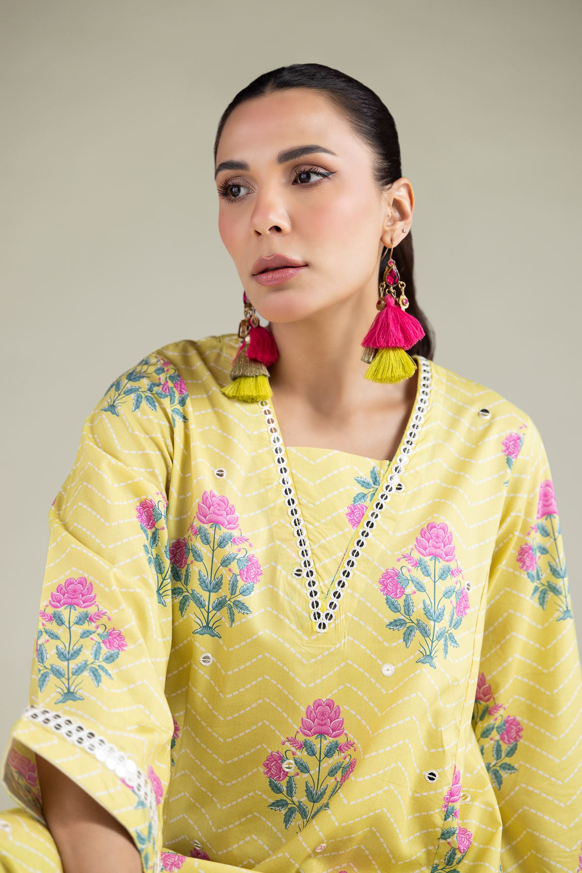 Embroidered Cotton Viscose Long Printed Kurta - 25-09-10E2-06TA-VG