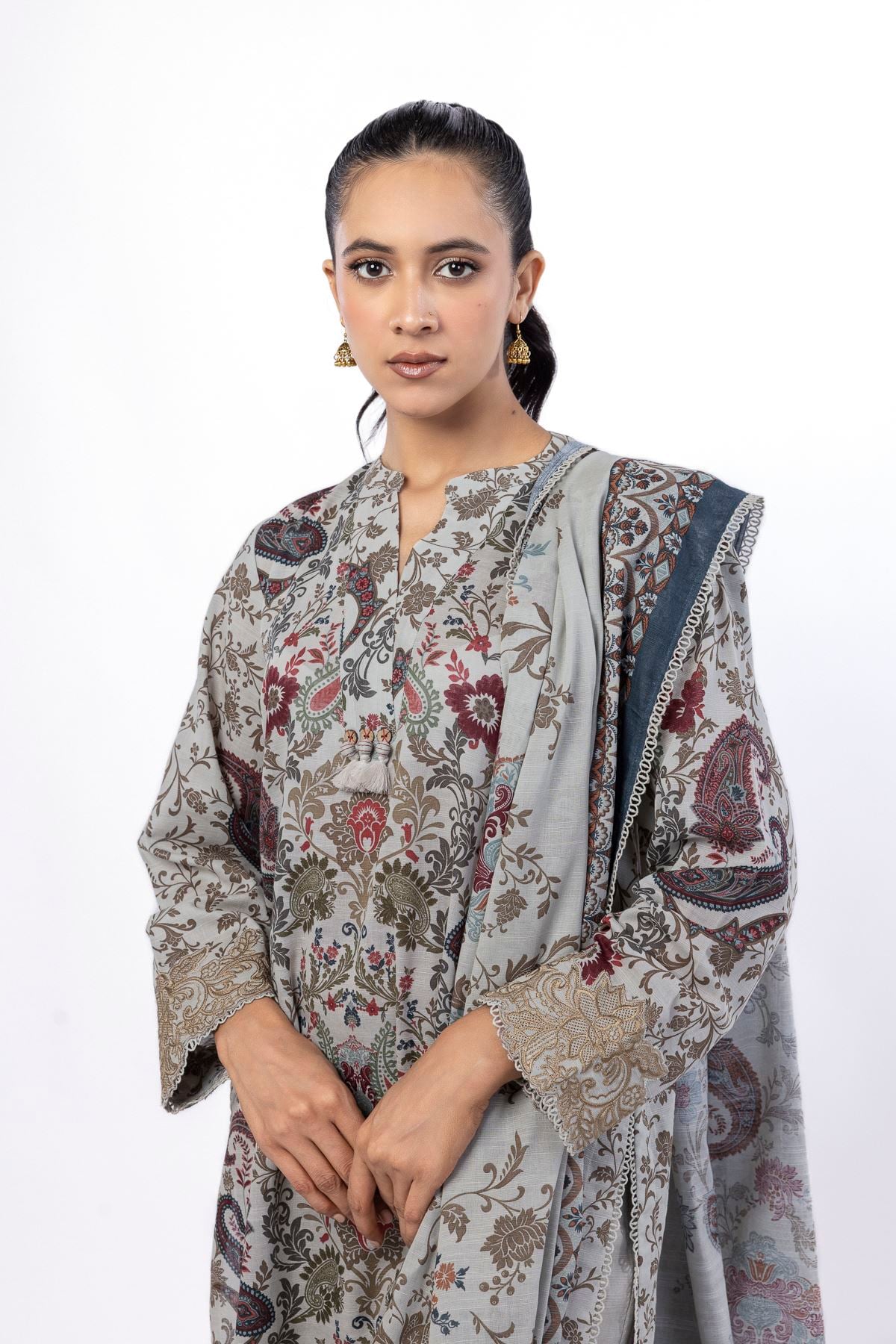 Embroidered Light Khaddar Paisley 3-Piece Set - KN31AST-VG