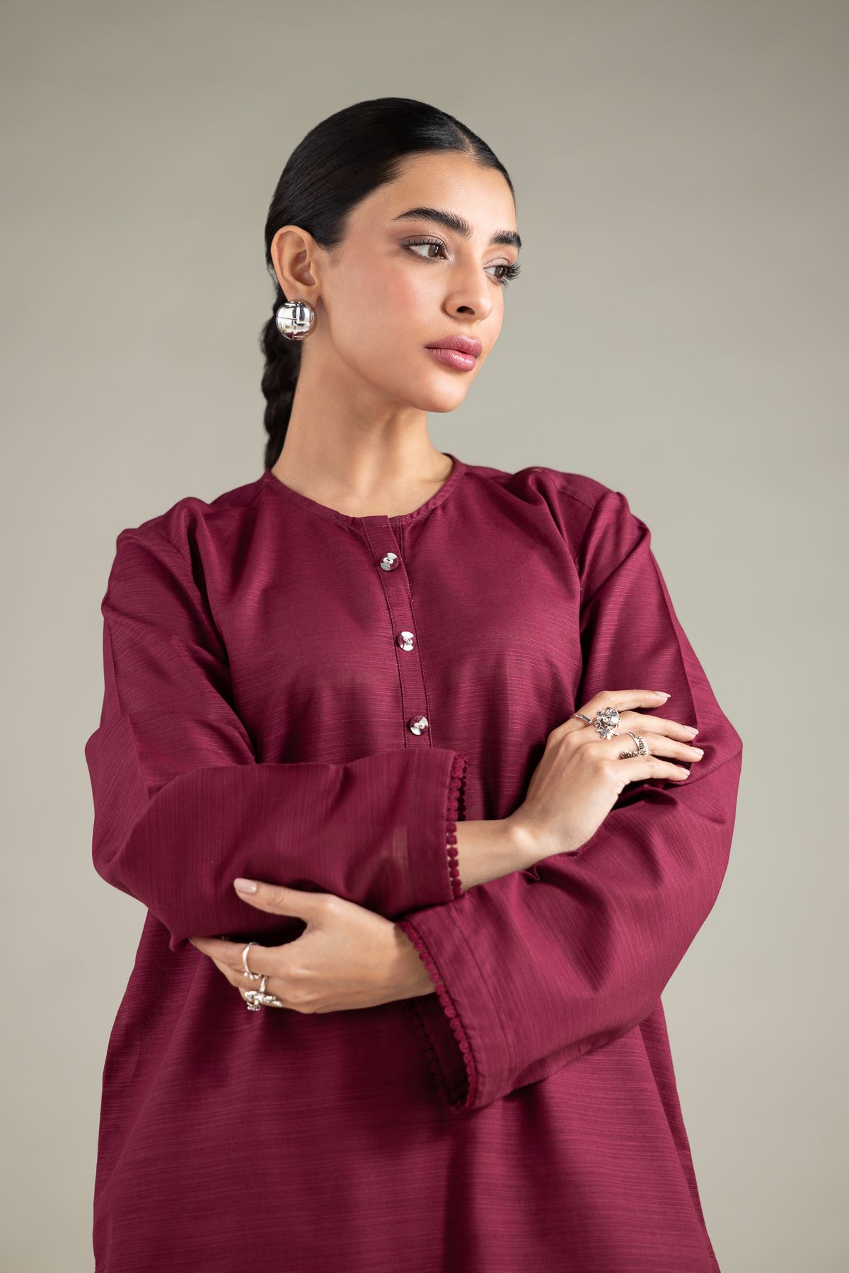 Dyed Textured Cotton Solid Short Kurta - 1-26-116-A-A-VG