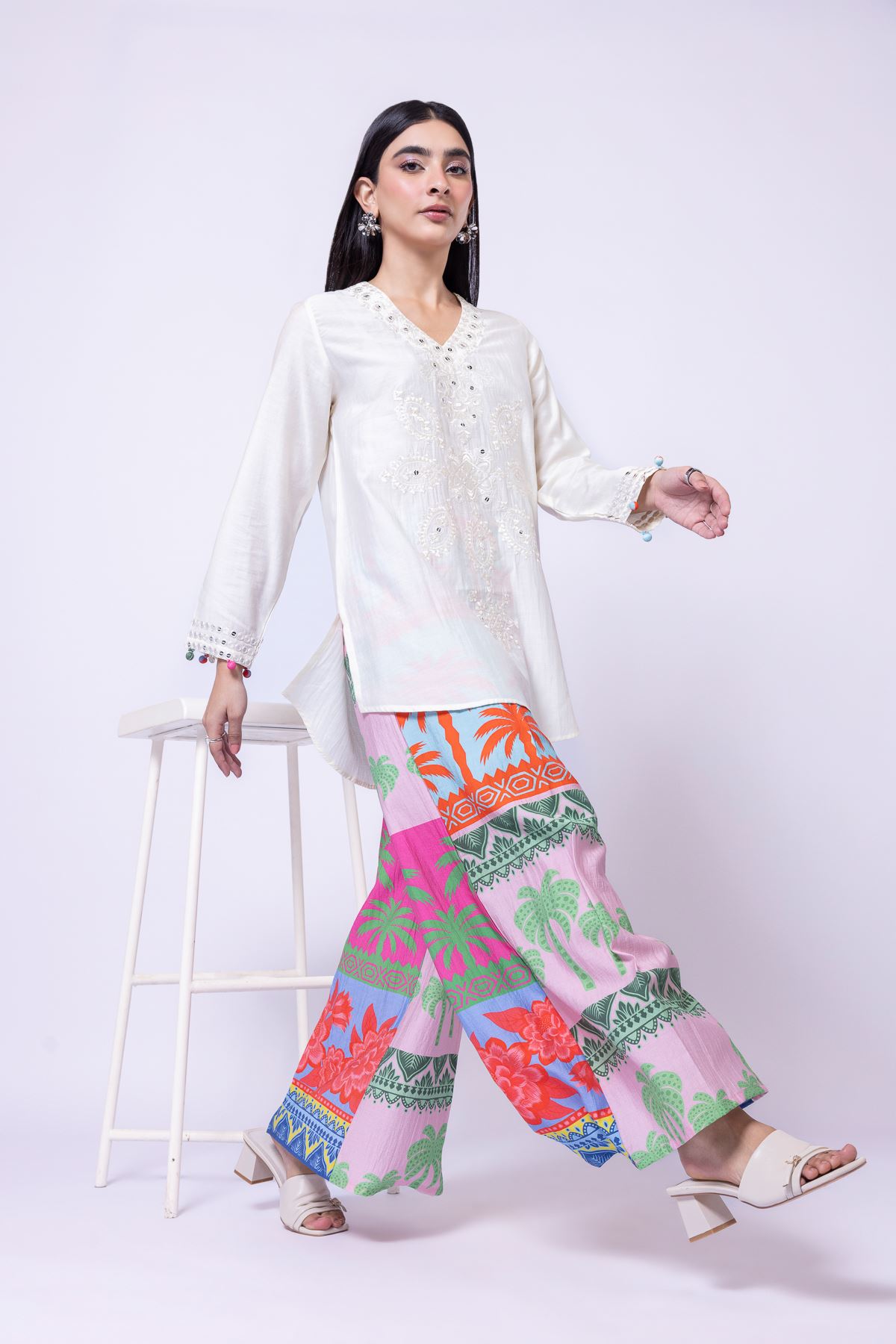 Printed Raw Silk Pants - 25-09-11E7-09BA-VG