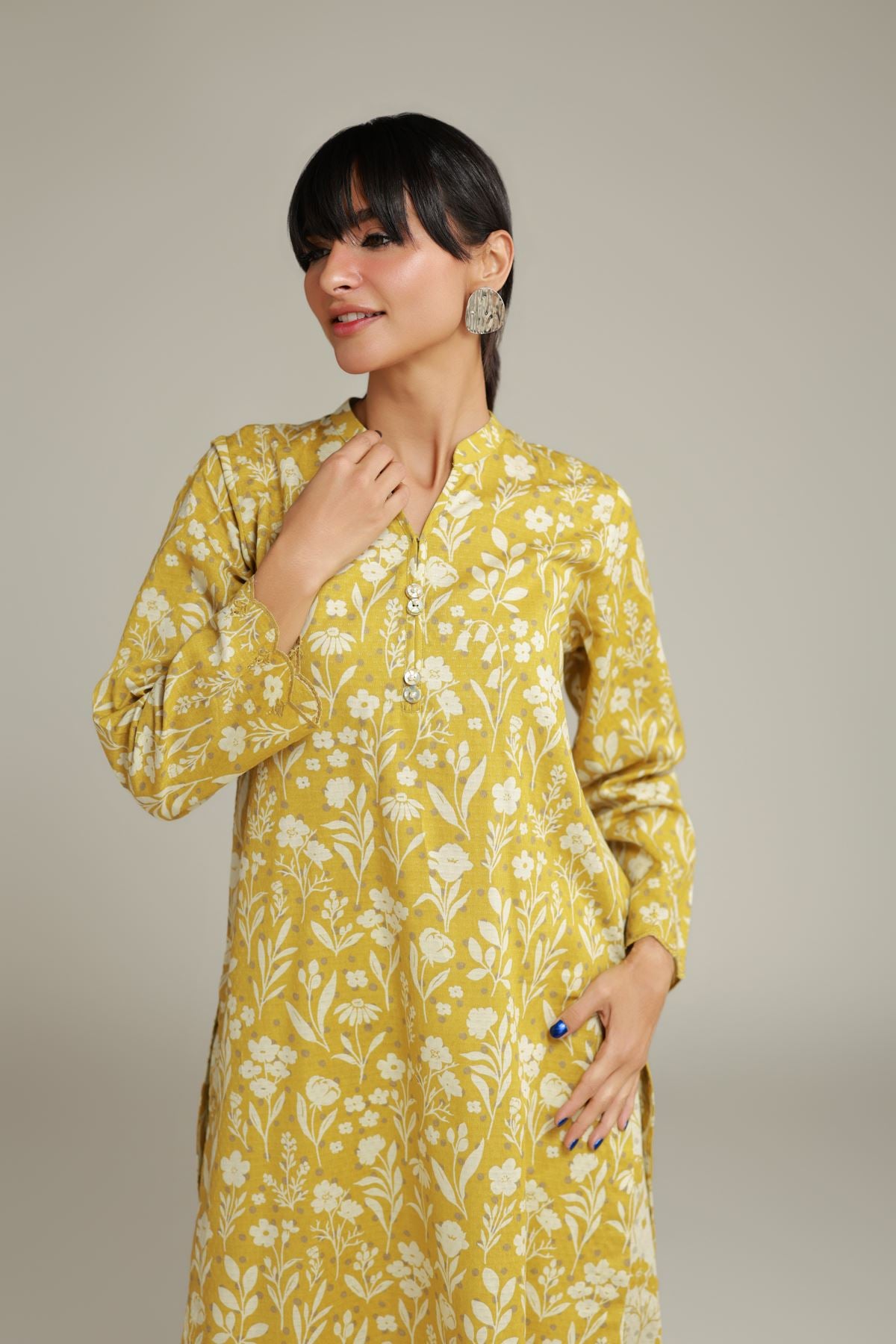 Embroidered Cotton Dobby Long Cotton Kurta - 12-26-115-F-E-VG