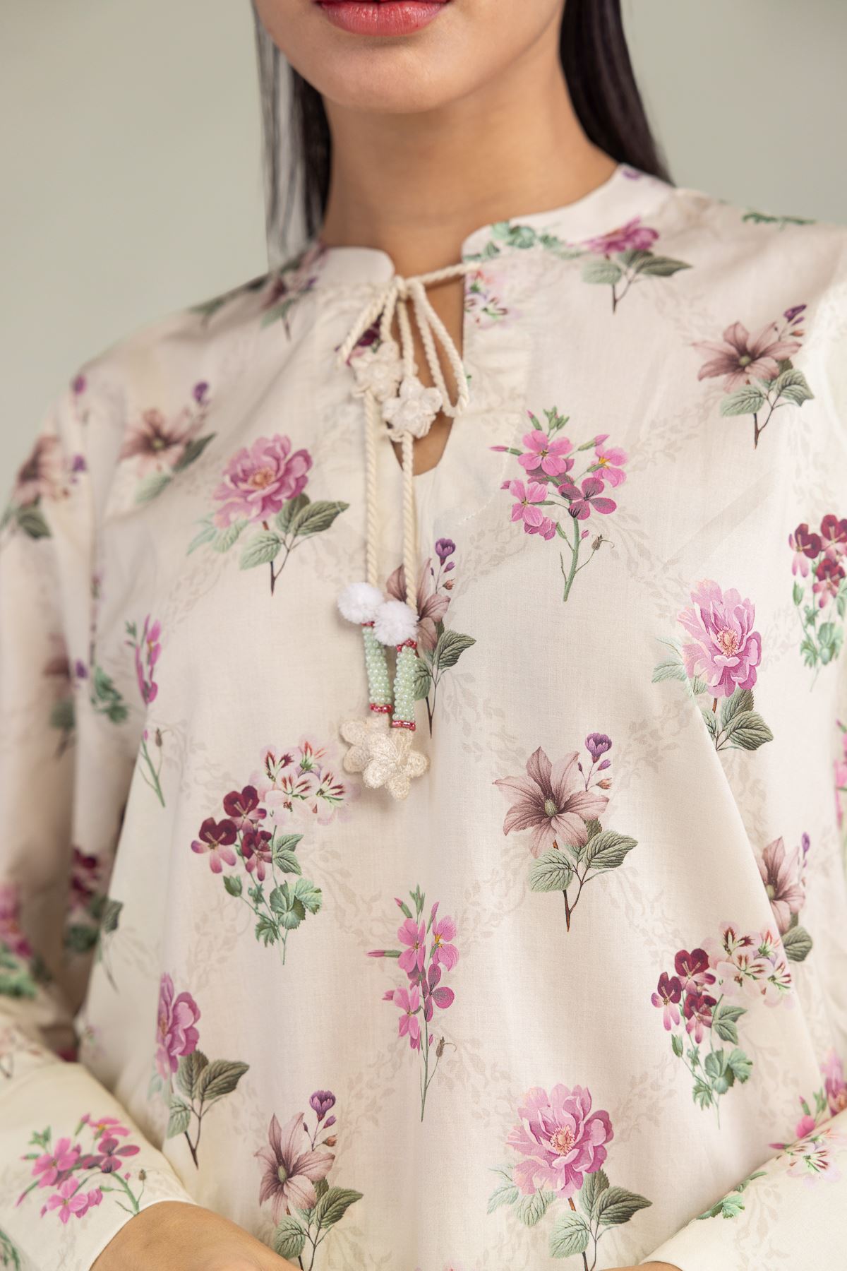 Printed Cotton Viscose Floral Short Kurta - 8-26-303-A-C1-VG