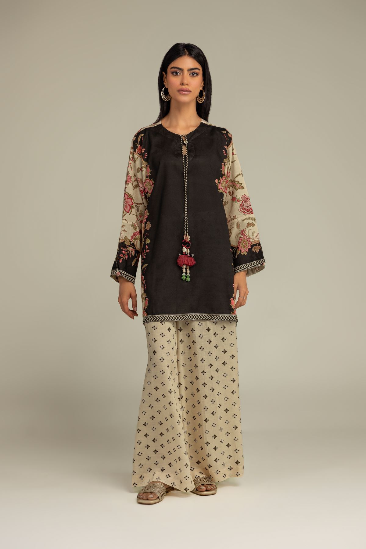 Printed Raw Silk Silk Printed Pants - 1-26-102-A-F-VG