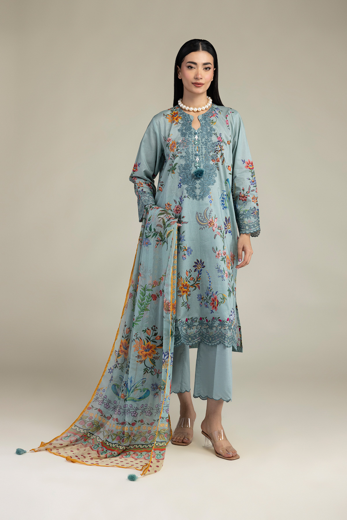 Embroidered Cambric Tailored 3 Piece - 1-26-102-A-F-VG