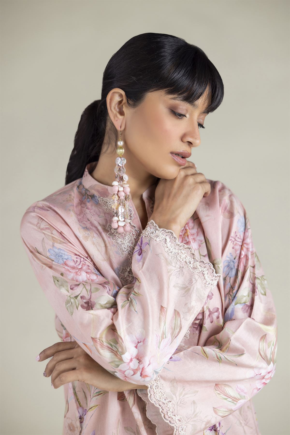 Embroidered Satin Fabrics 2 Piece | Top and Bottom - A113-26-111EE1-VG