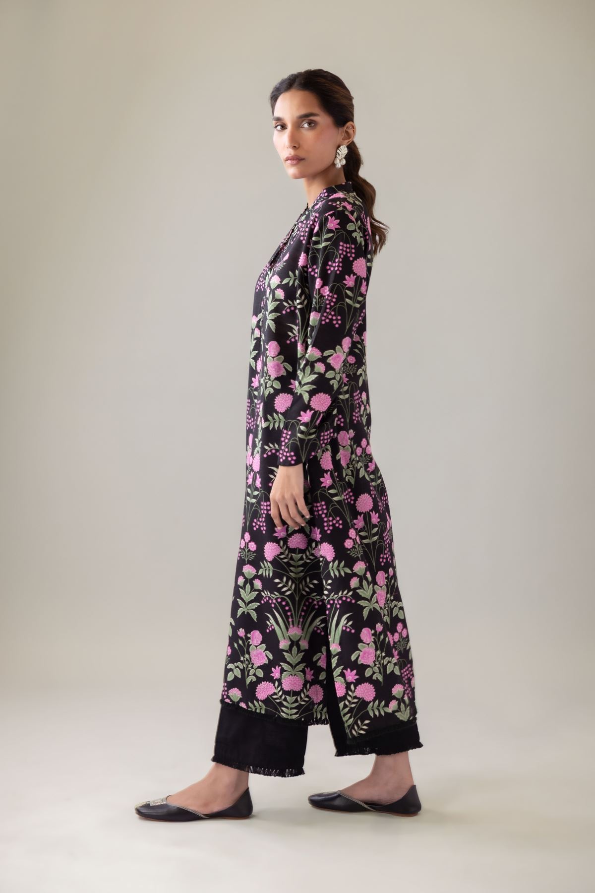 Printed Khaddar Kurta - 25-09-12E2-02TA-VG