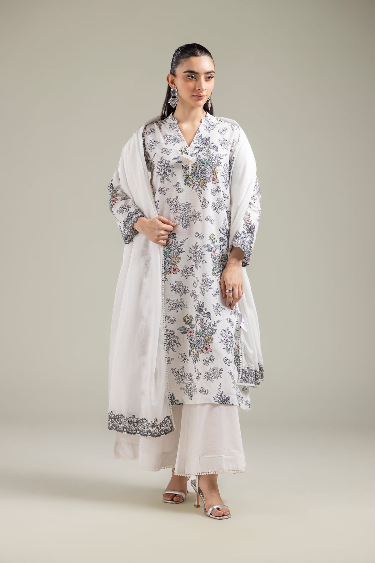 Embroidered Lawn Lawn Floral Dupatta - 1-26-142-A-A-VG