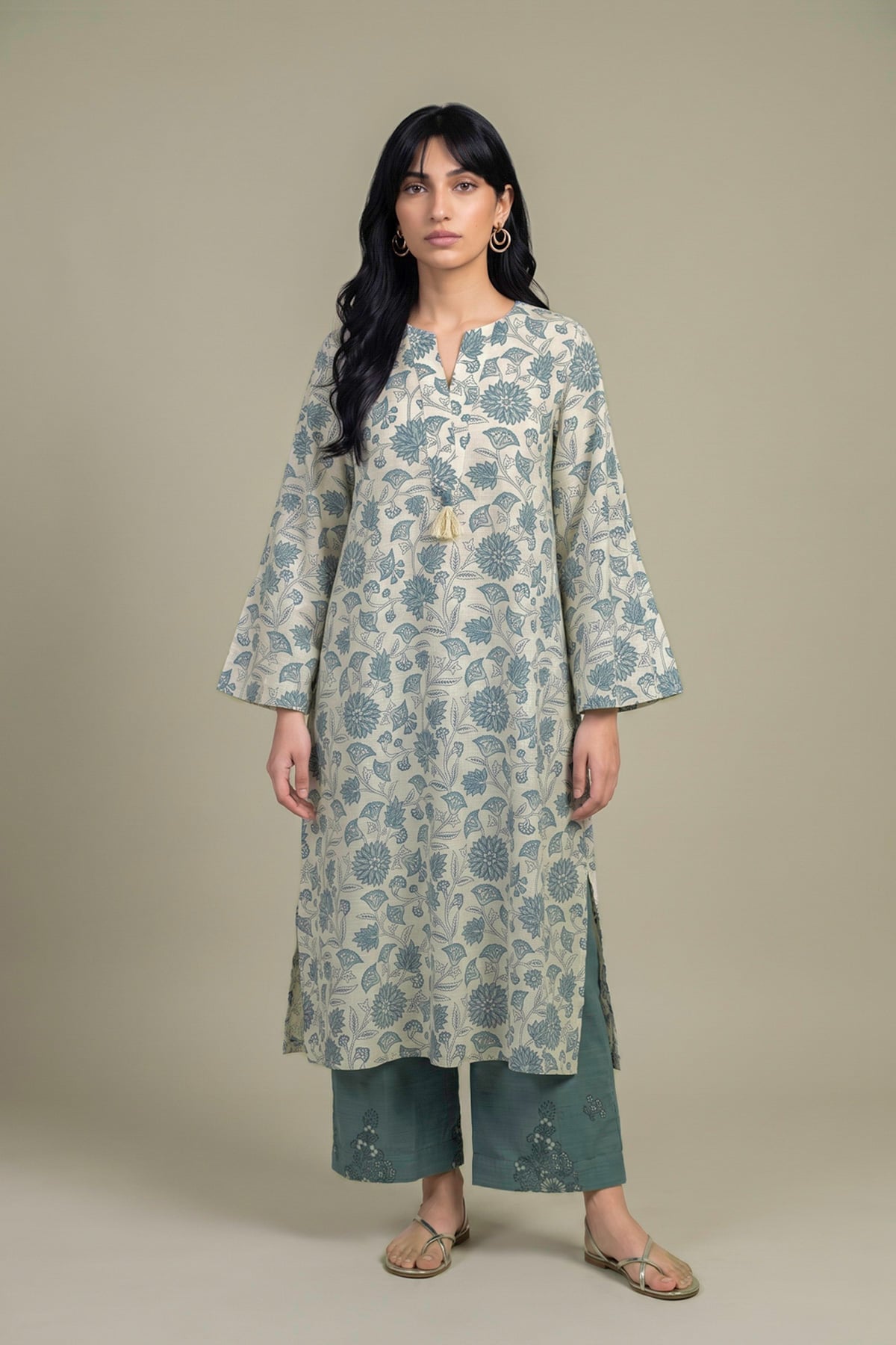 Printed Light Khaddar Floral Printed Kurta - 2-26-202-A-D-VG