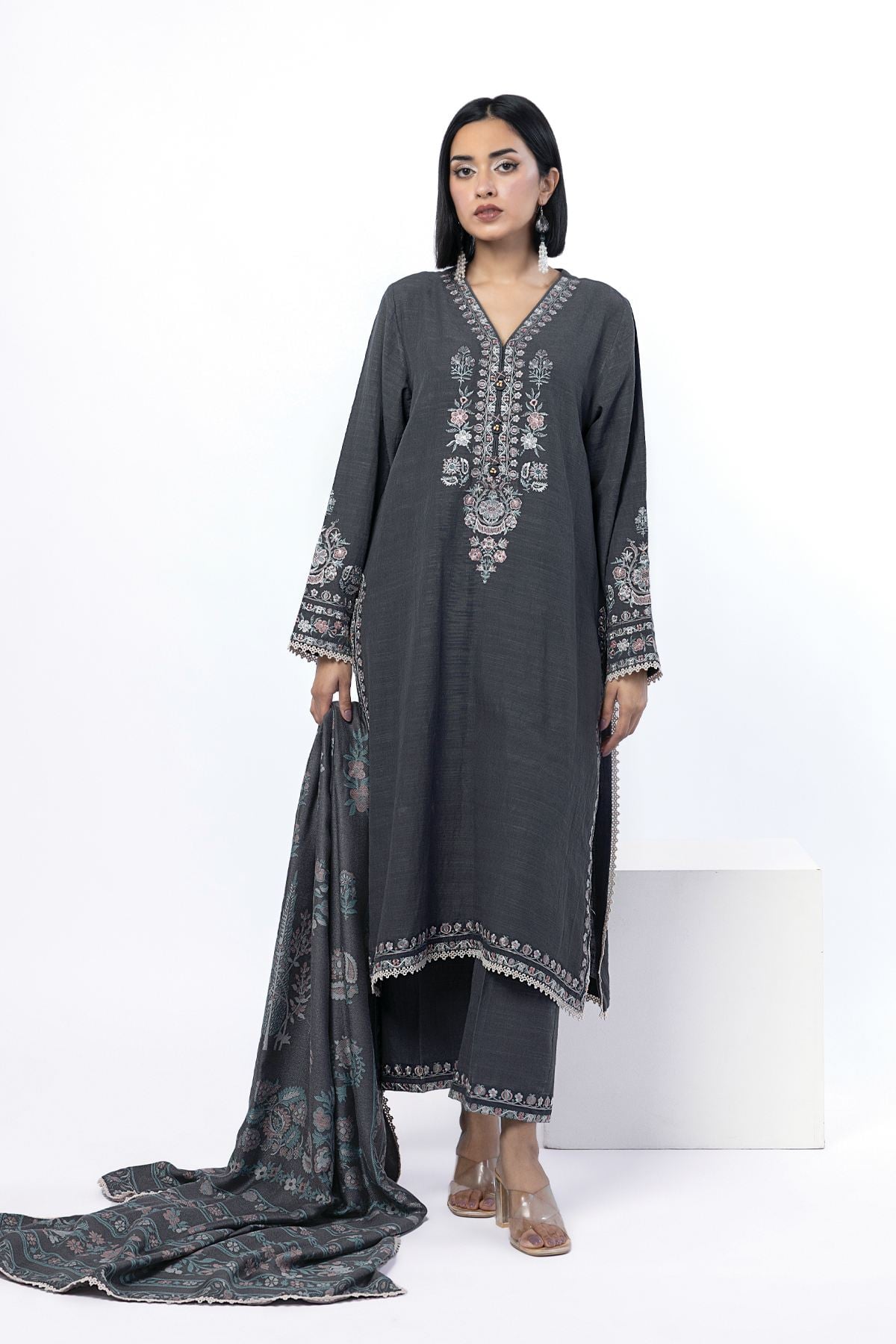 Embroidered Khaddar Tailored 3 Piece - LKN99AST-VG