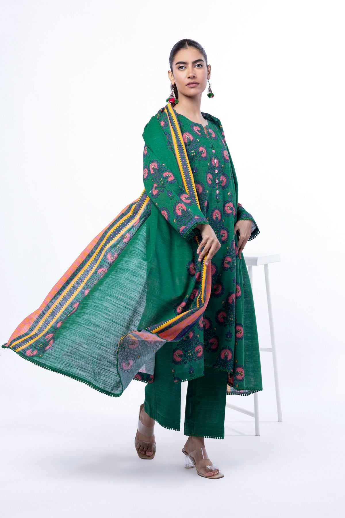Printed Light Khaddar Fabrics 3 Piece - CHD25A-VG