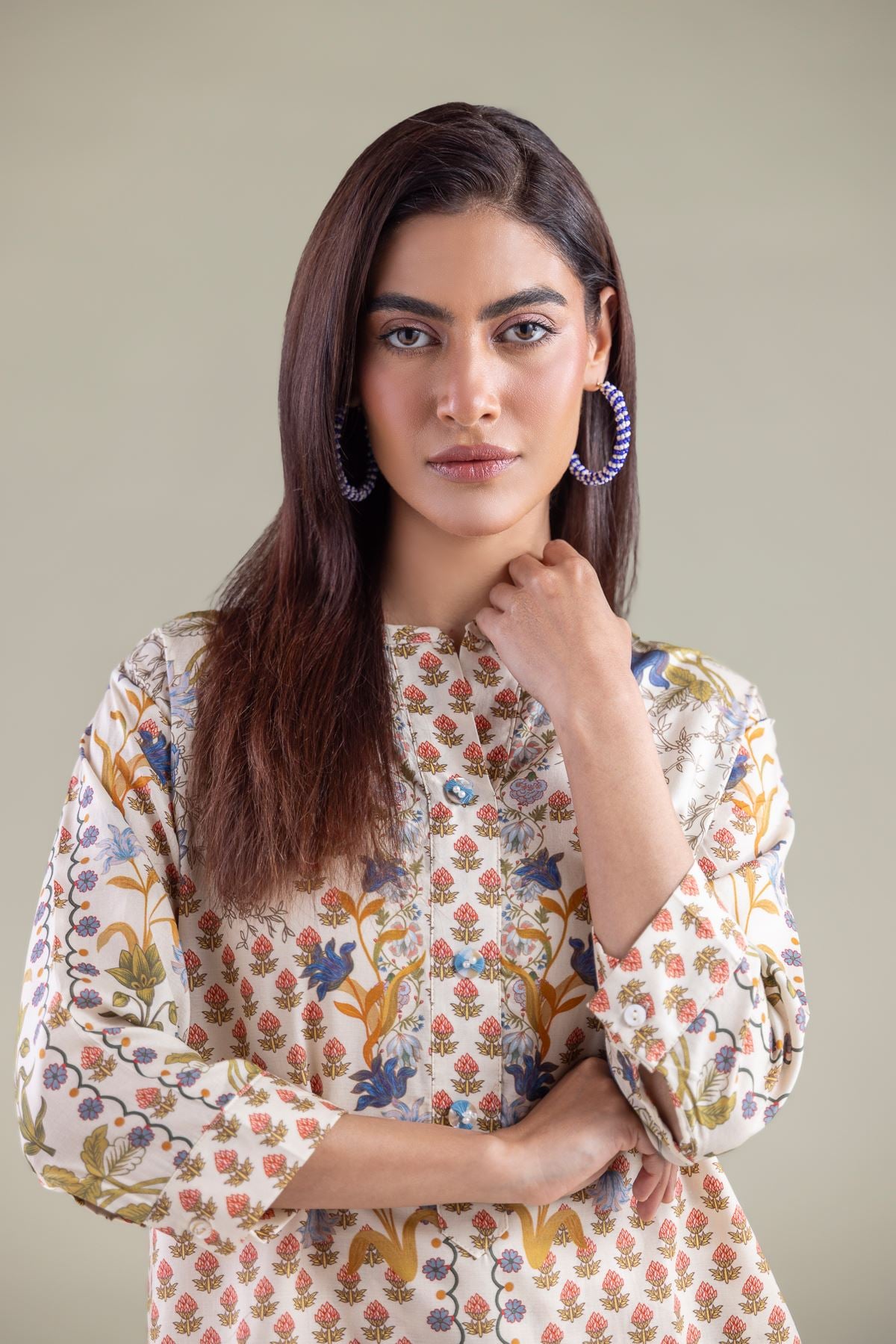 Embroidered Textured Weave Shirt - 6-26-102-A-A-VG
