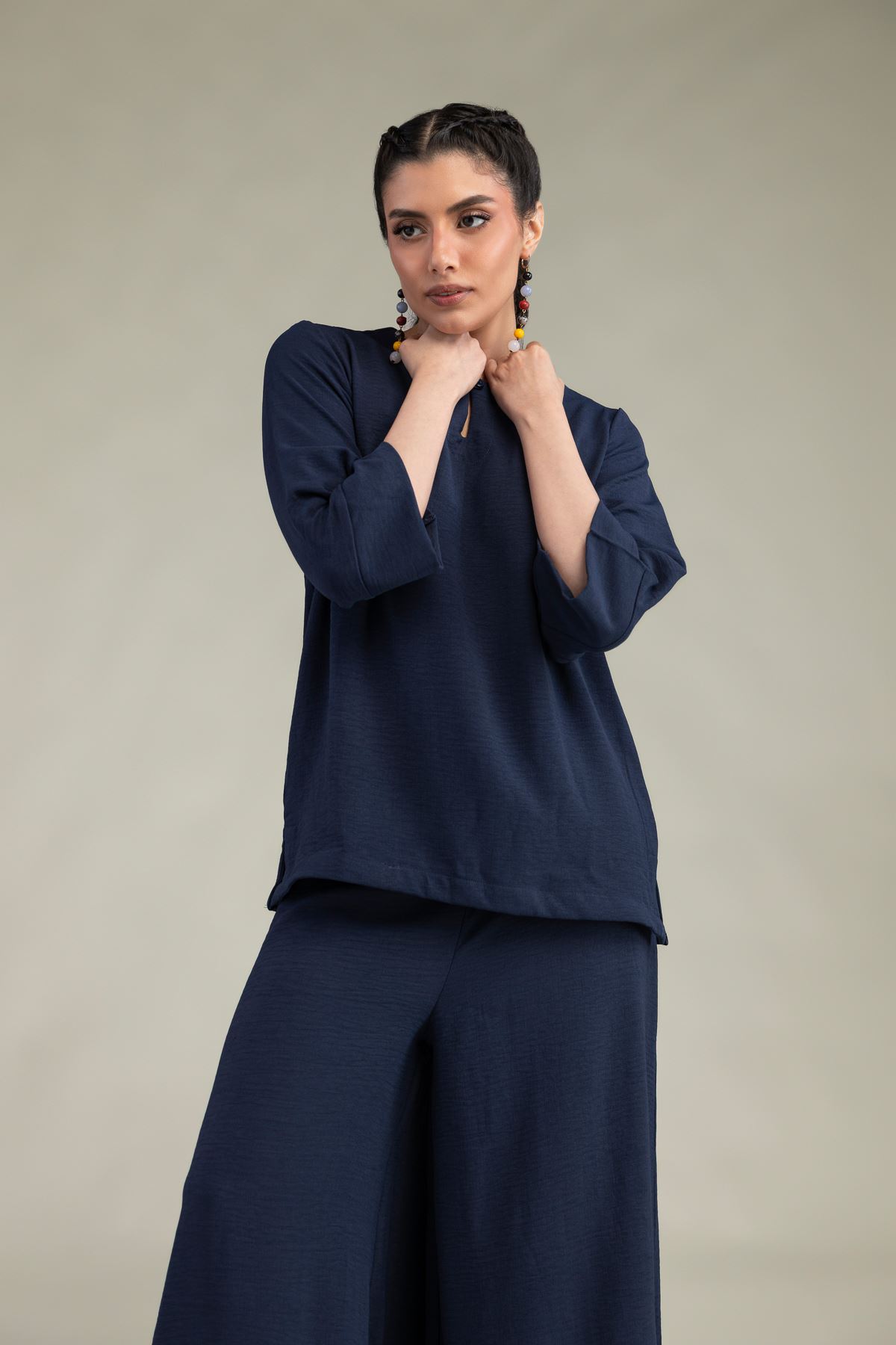 Dyed Crepe Georgette Crepe Georgette Blouse - 2-26-308-A-B1-VG