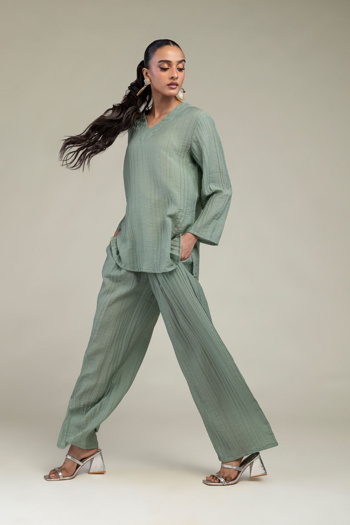 Dyed Blended Crinkle Blended Crinkle Trousers - 1-26-102-A-F-VG