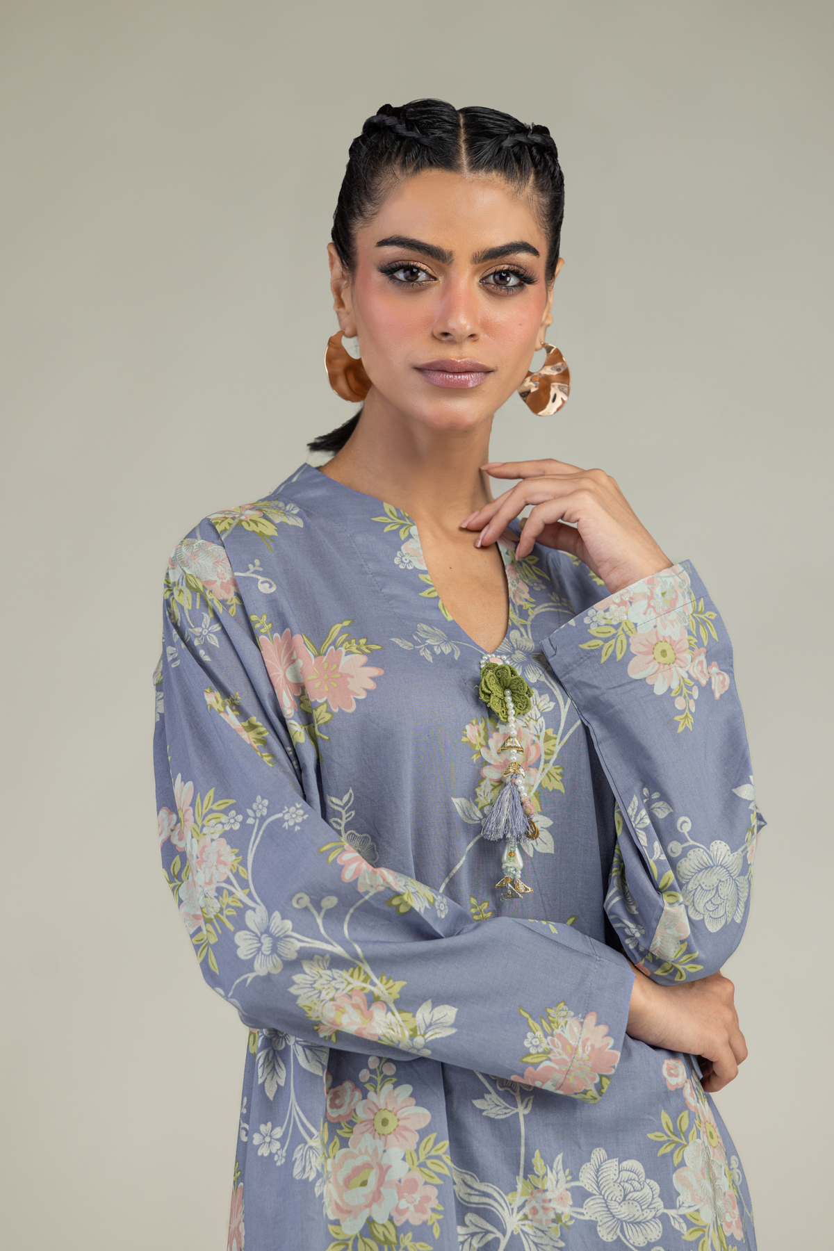 Printed Cambric Floral Cambric Kurta - 1-26-240-A-I1-VG