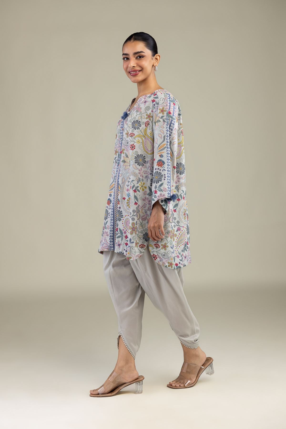 Printed Textured Weave Textured Weave Pants - 1-26-102-A-F-VG