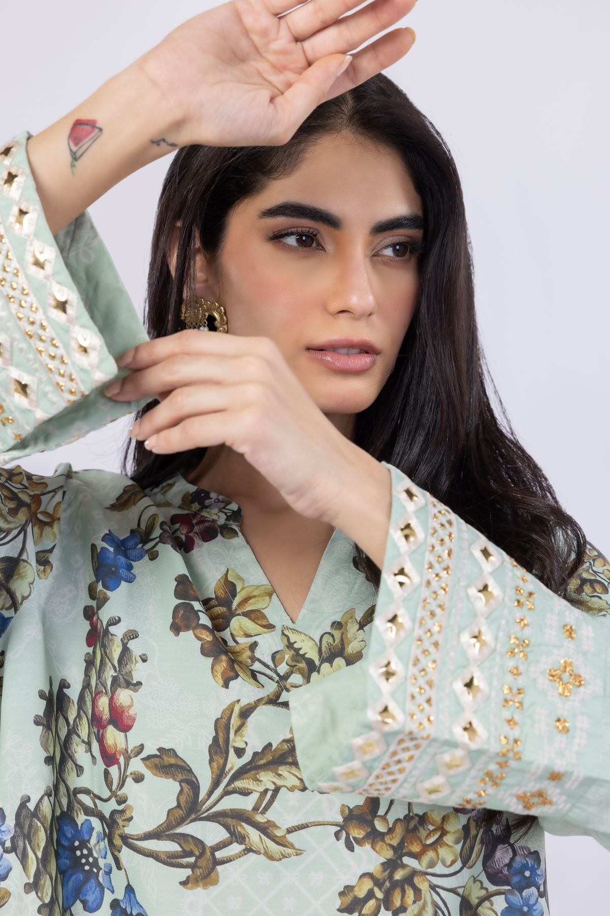 Embroidered Russian Raw Silk Kurta - 25-09-9S3-07TB-VG