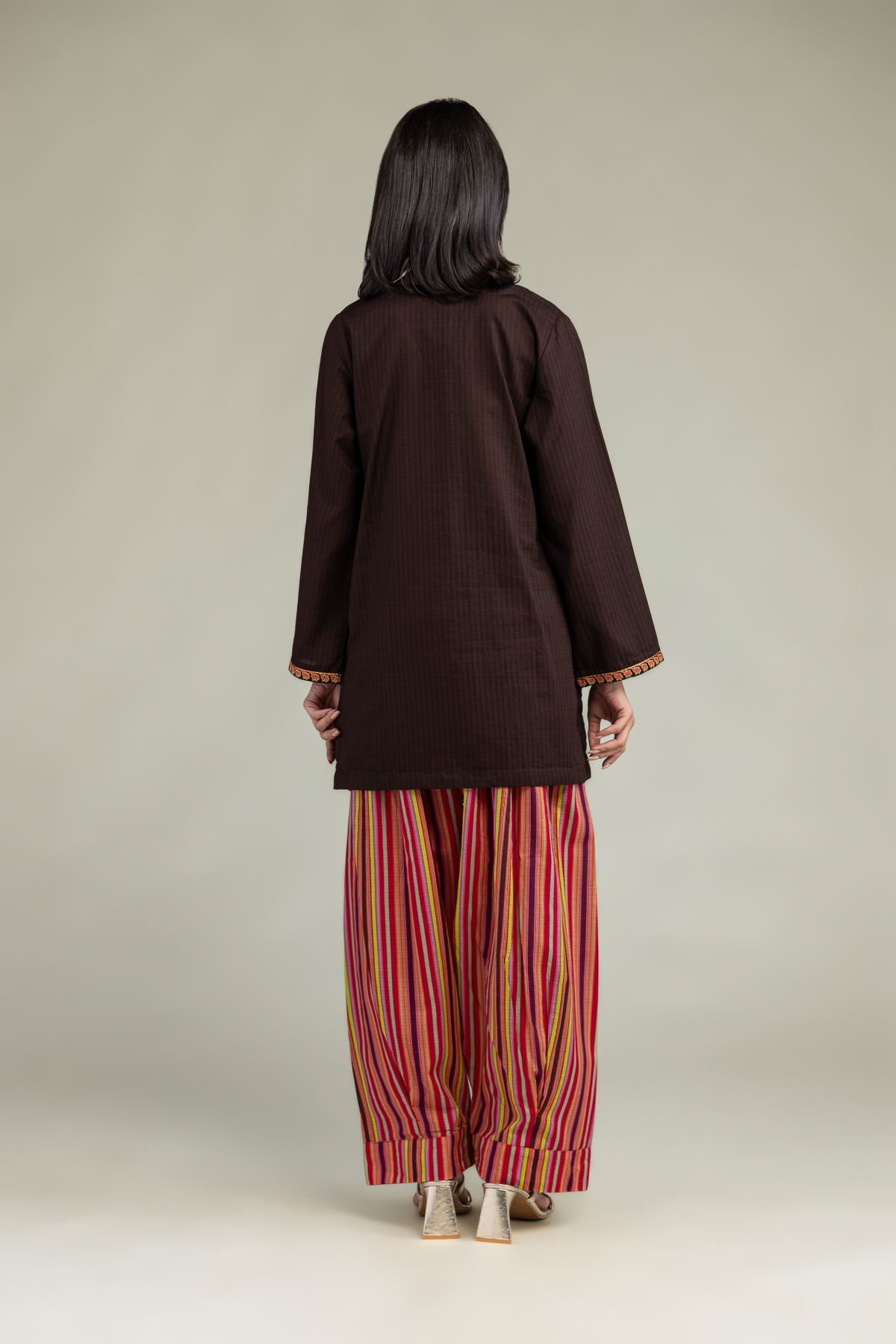 Embroidered Cotton Dobby V-Neck Cotton Kurta - 1-26-102-A-F-VG