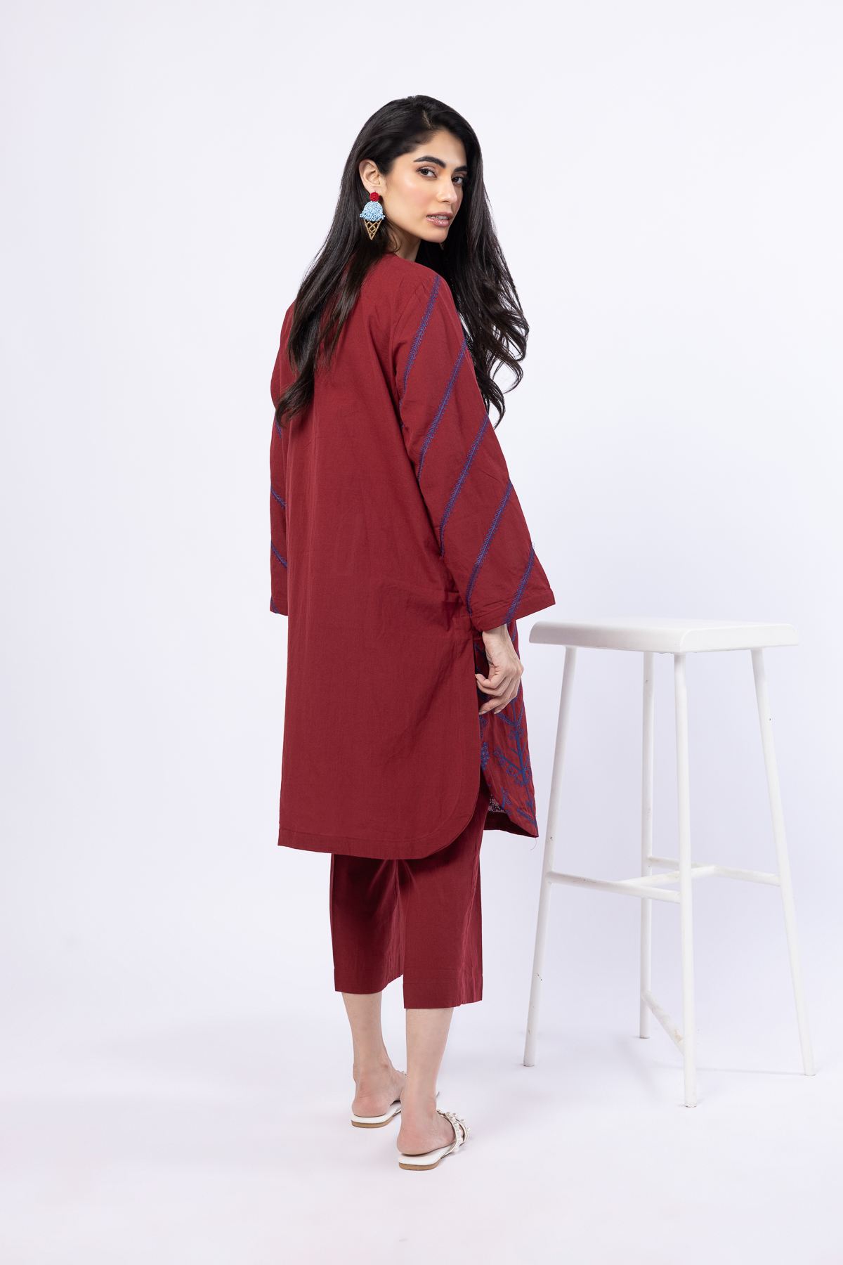 Embroidered Handwoven Cotton Kurta - 25-08K3-07TA-VG