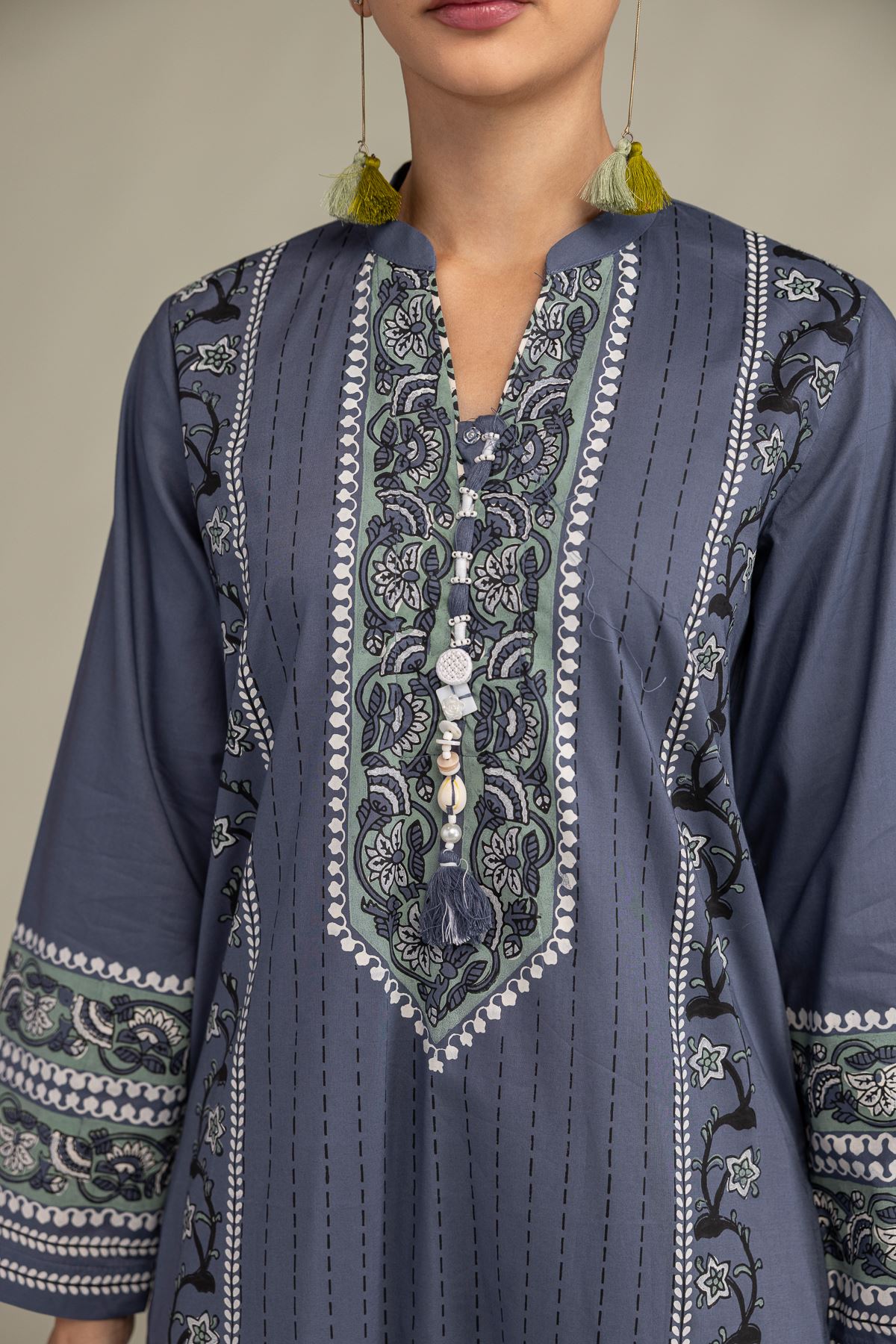 Printed Cambric Floral Cambric Kurta - 2-26-308-A-G1-VG