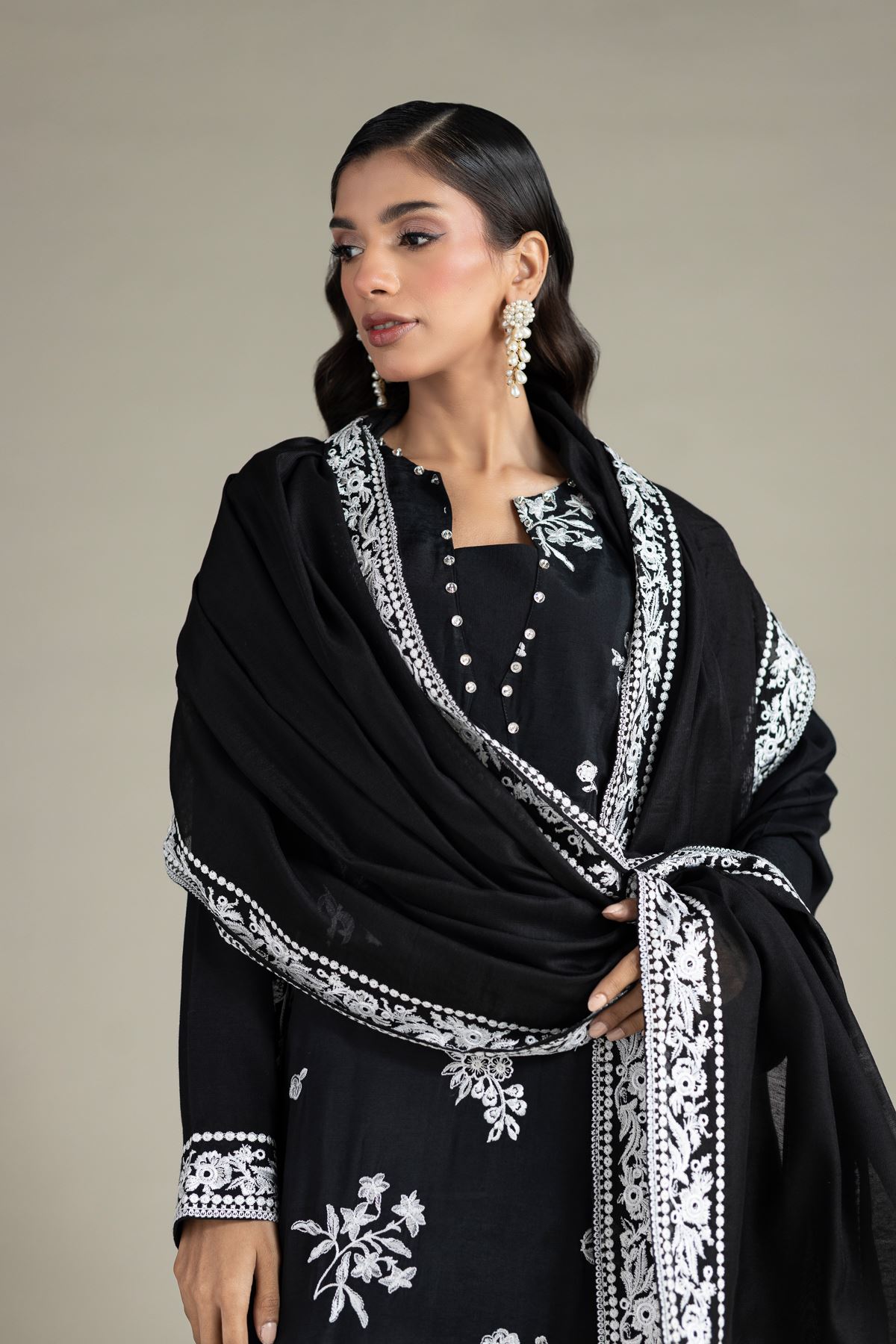 Embroidered Raw Silk Fabrics 3 Piece - A33-26-102FD-VG