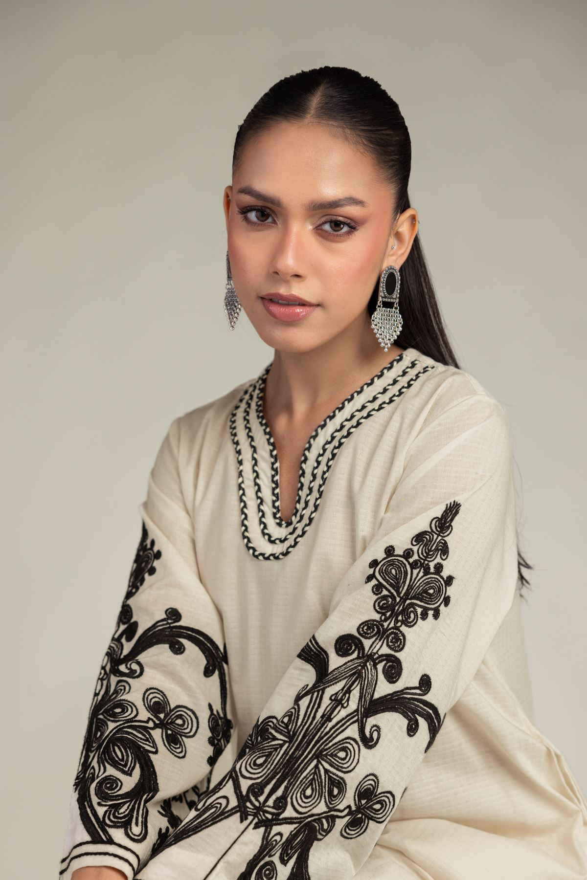 Embroidered Cotton Dobby Floral Cotton Kurta - 1-26-225-A-C1-VG