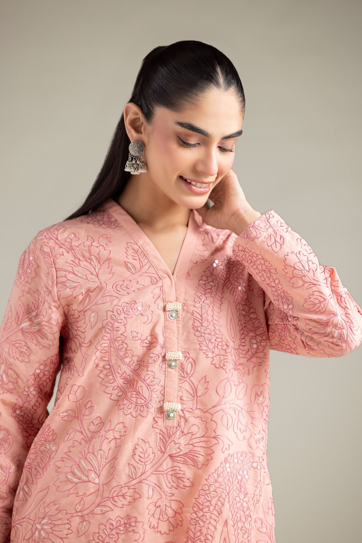Embroidered Blended Cambric Kurta - 1-26-108-A-F-VG