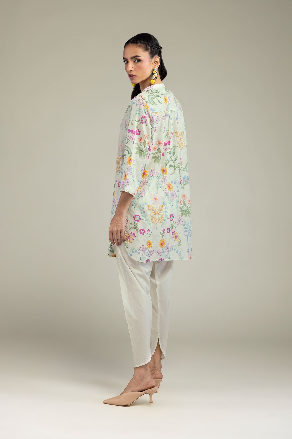 Printed Cambric Floral Buttoned Kurta - 25-10-12E7-09TB-VG