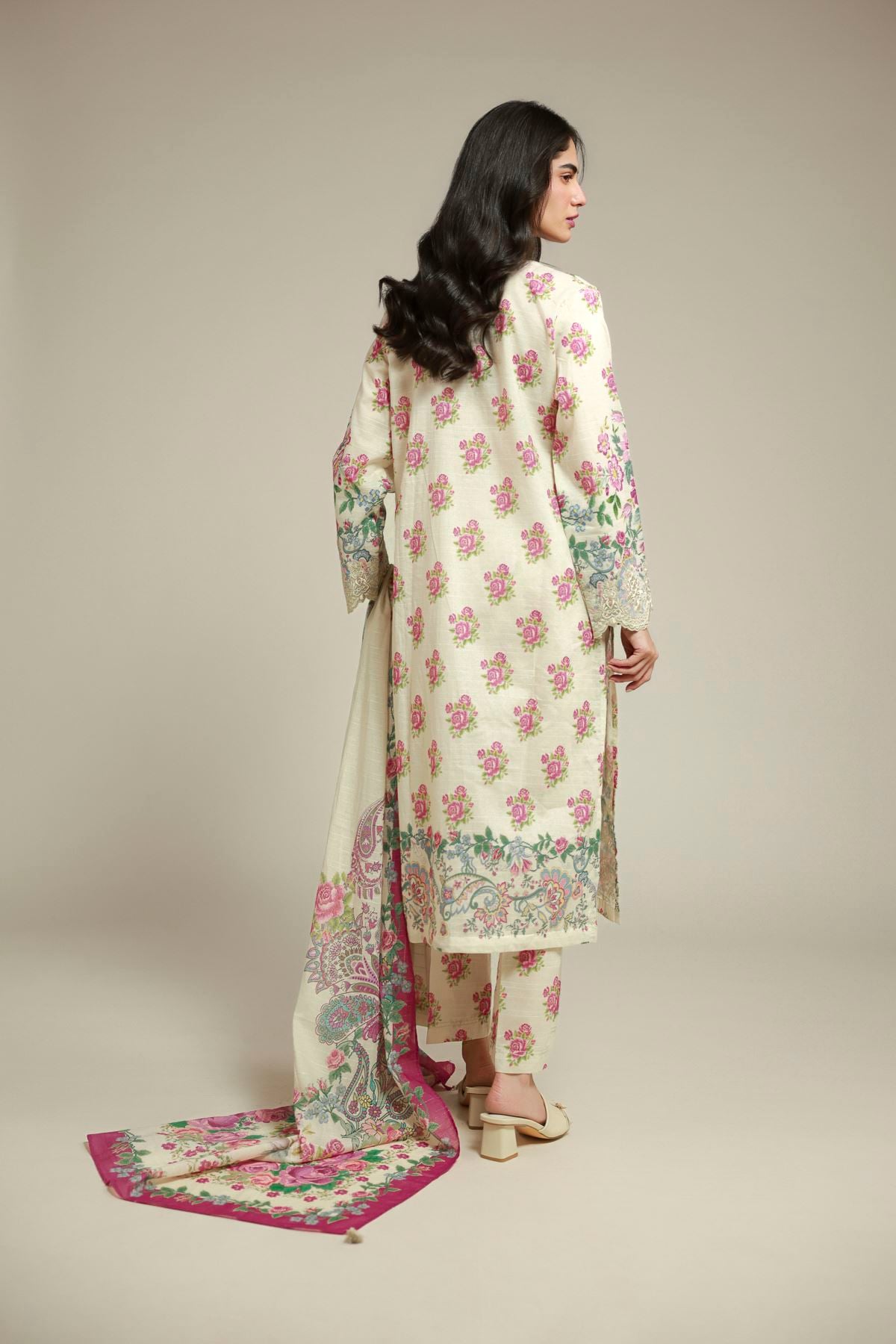 Embroidered Mesuri Fabrics 3 Piece - A22-26-123FB2-VG