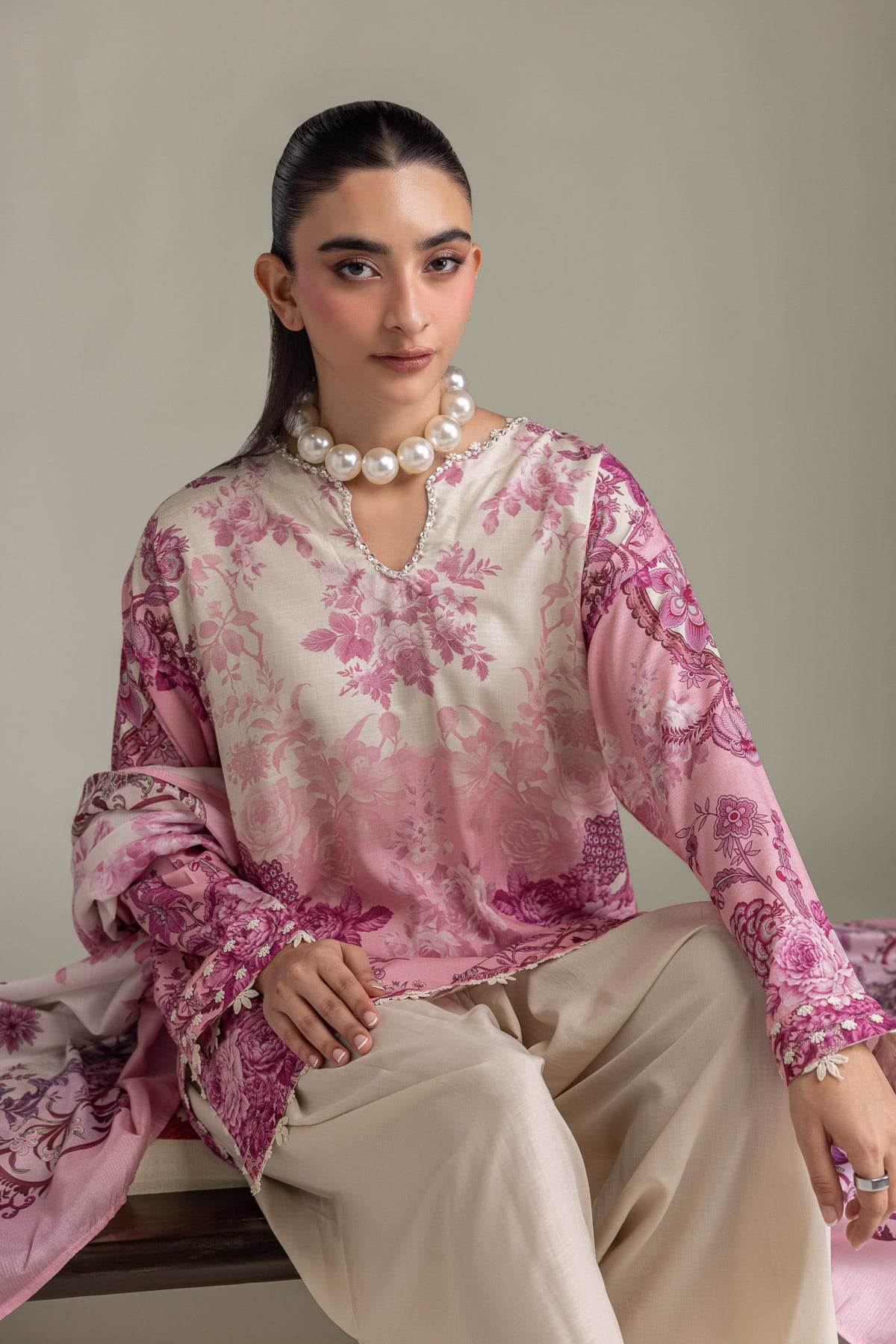 Printed Mesuri Floral Mesuri Dupatta - 2-26-202-A-D-VG