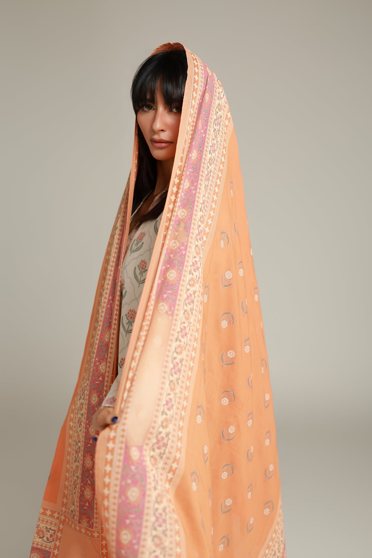 Printed Lawn Floral Lawn Dupatta - 26-02-1E13-07TA-VG
