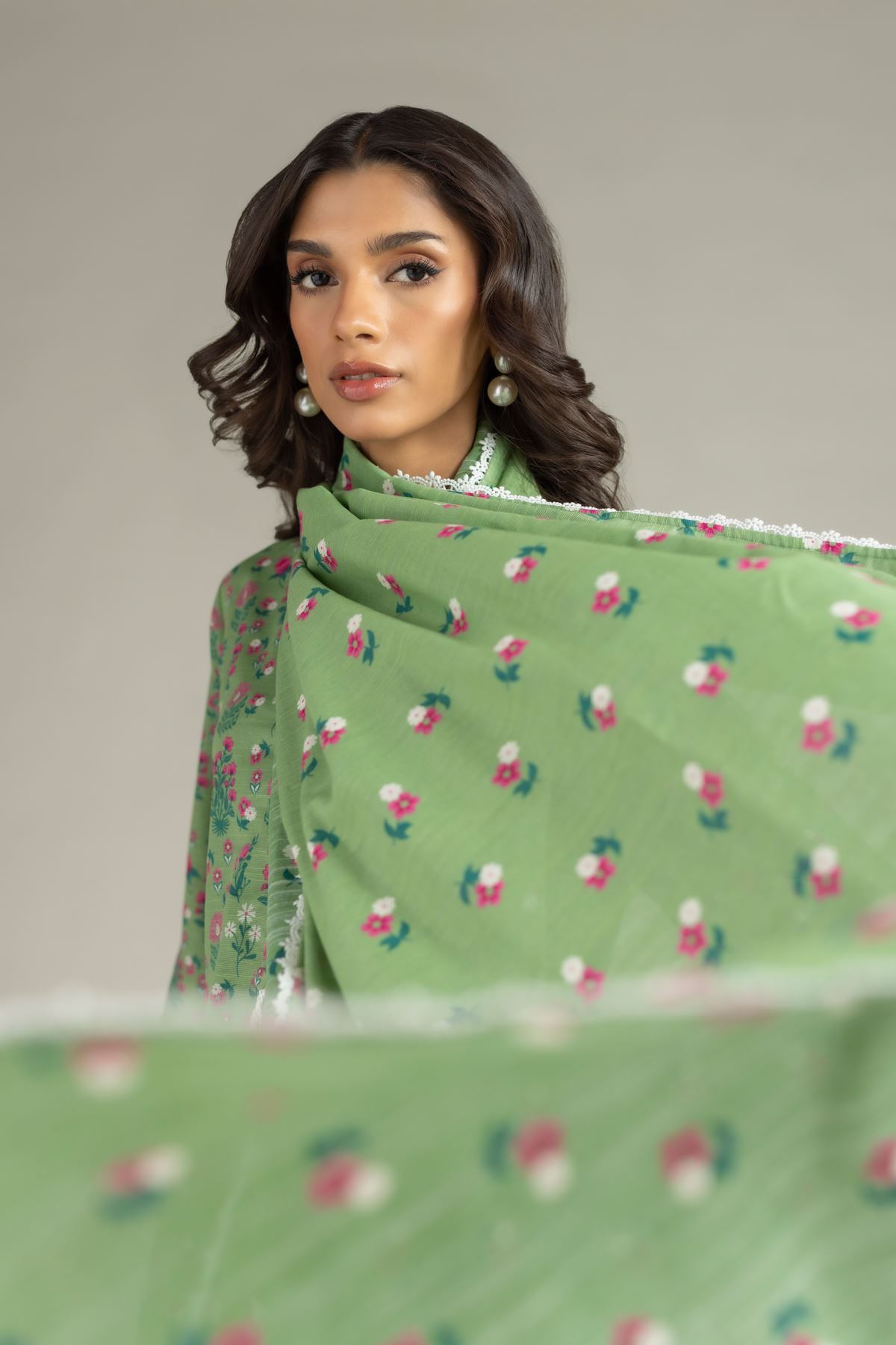 Printed Textured Cotton Dupatta - 25-10-12E1-04TA-VG