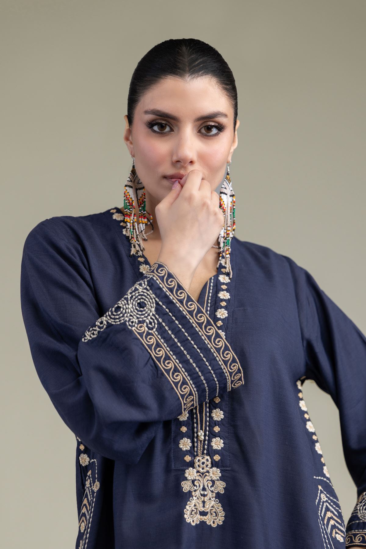 Embroidered Raw Silk Raw Silk Kurta - 1-26-238-A-C1-VG