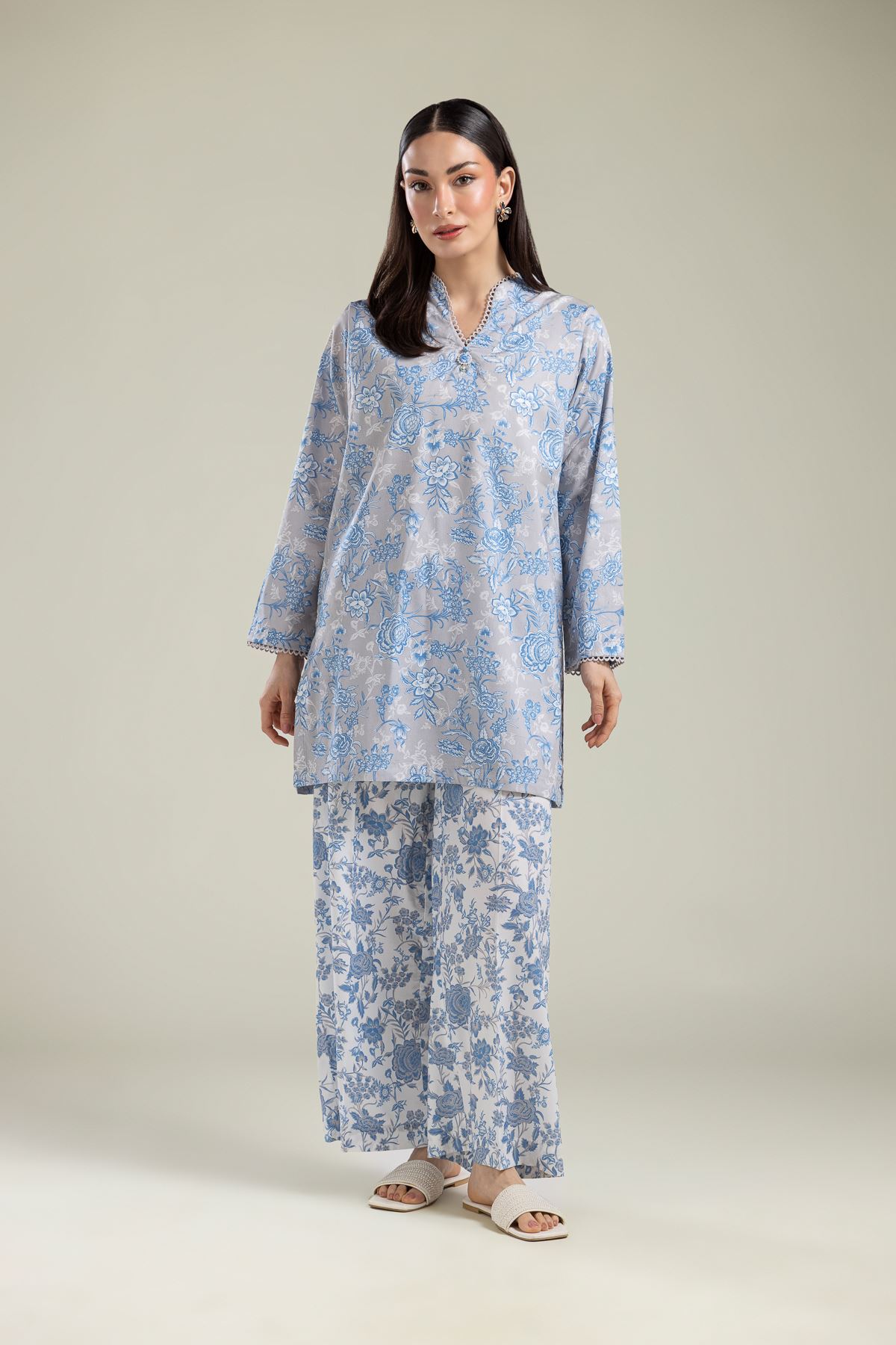 Printed Cotton Viscose Pants - 1-26-135-A-C-VG