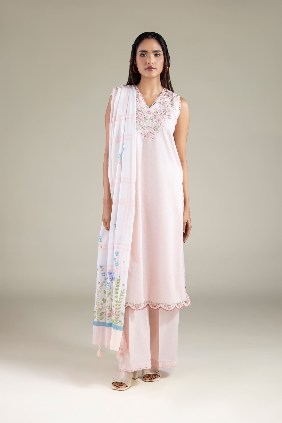 Embroidered Lawn Floral Dupatta - 1-26-114-A-F-VG