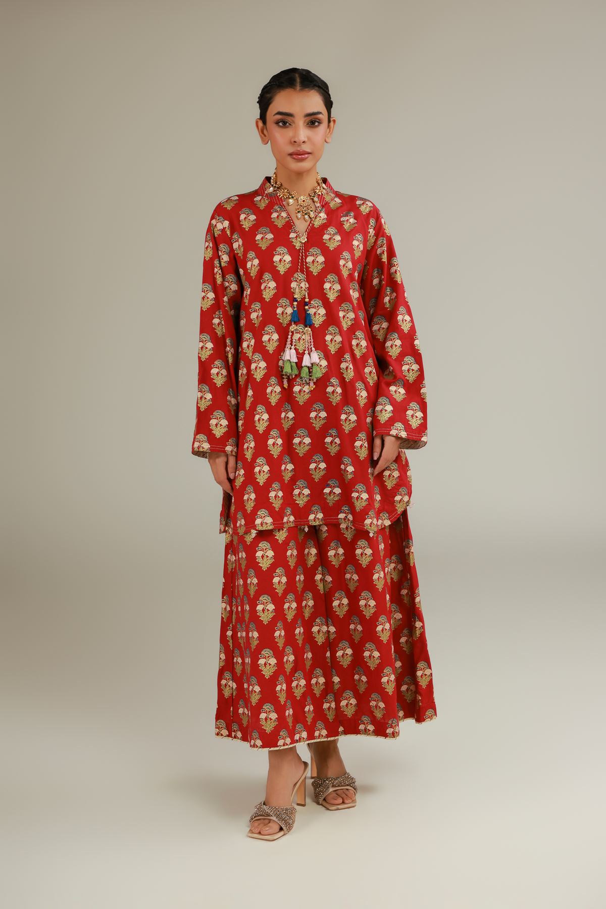 Raw Silk 2-Piece Co-ord Set - 25-12-12S4-09TA-VG