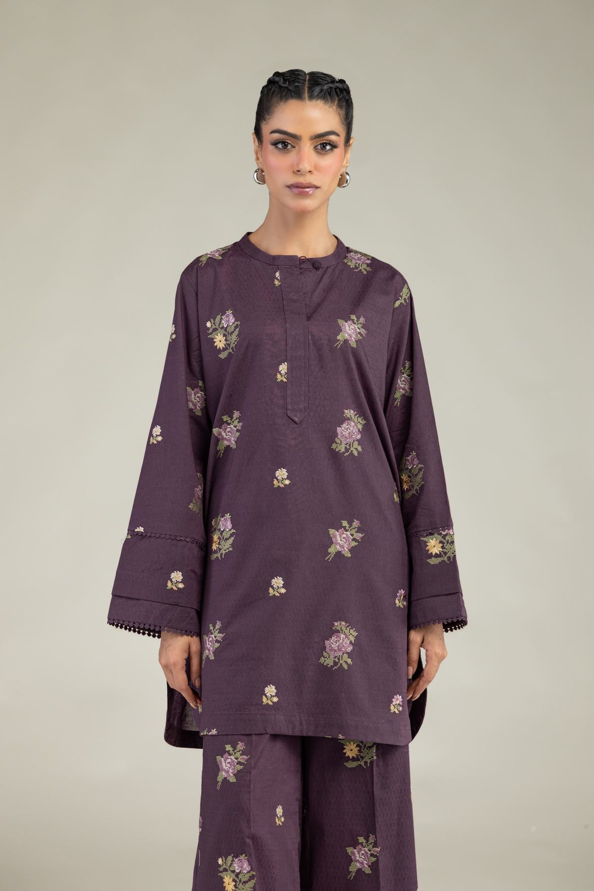 Embroidered Cotton Dobby Cotton Dobby Kurta - 25-10-12E5-12TA-VG