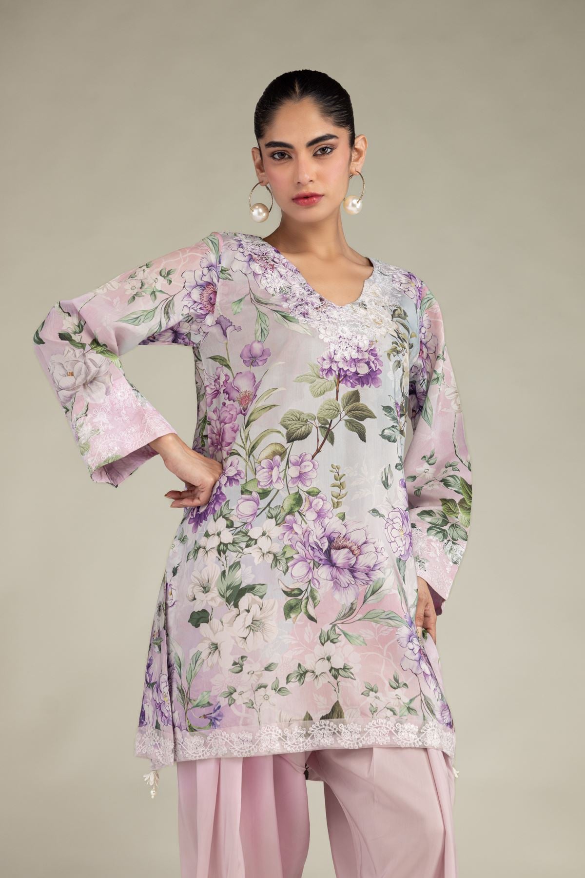 Embroidered Blended Viscose Floral Viscose Kurta - 2-26-308-A-G1-VG