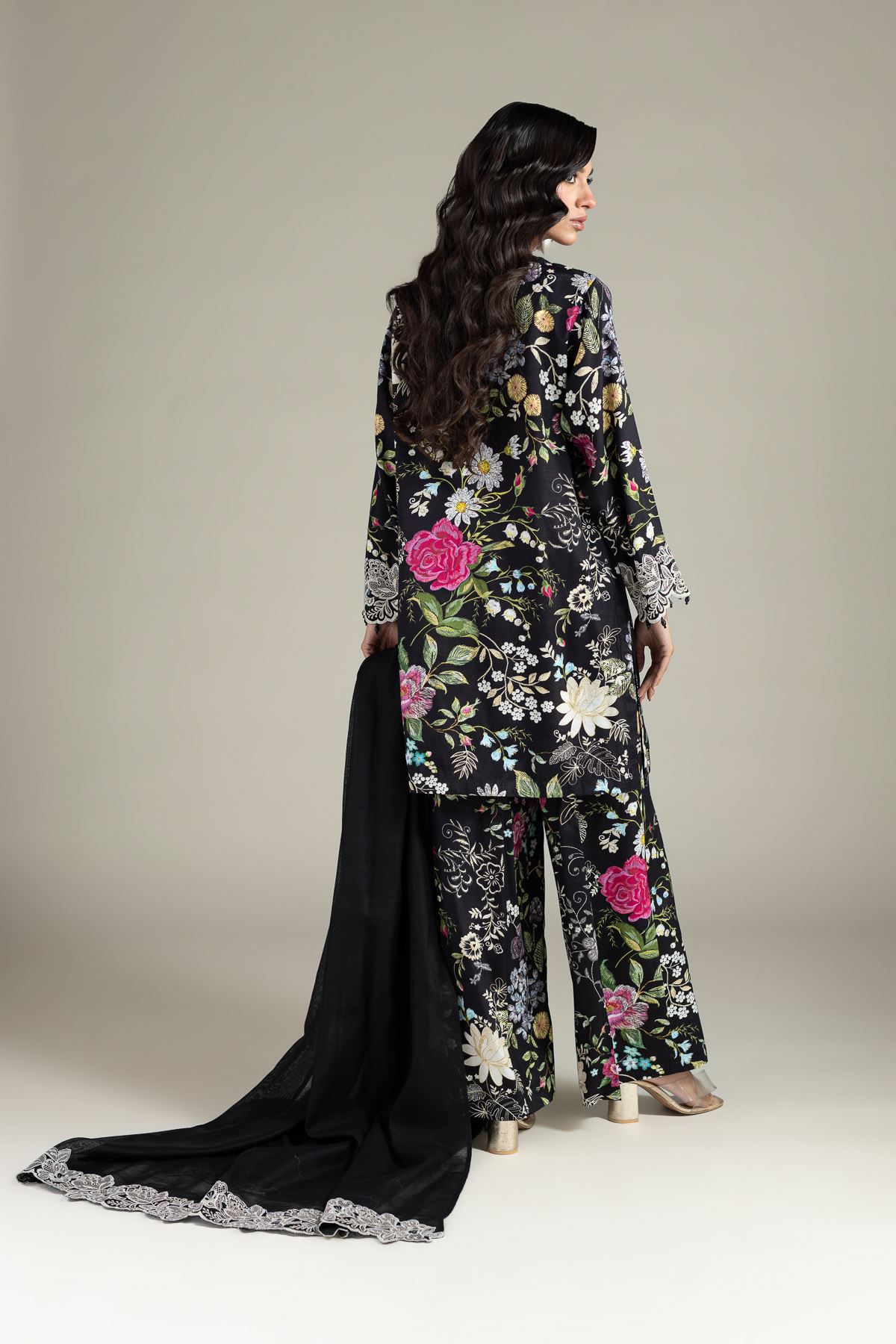 Embroidered Raw Silk Three-Piece Tailored Set - T-A22-26-122FI1-VG