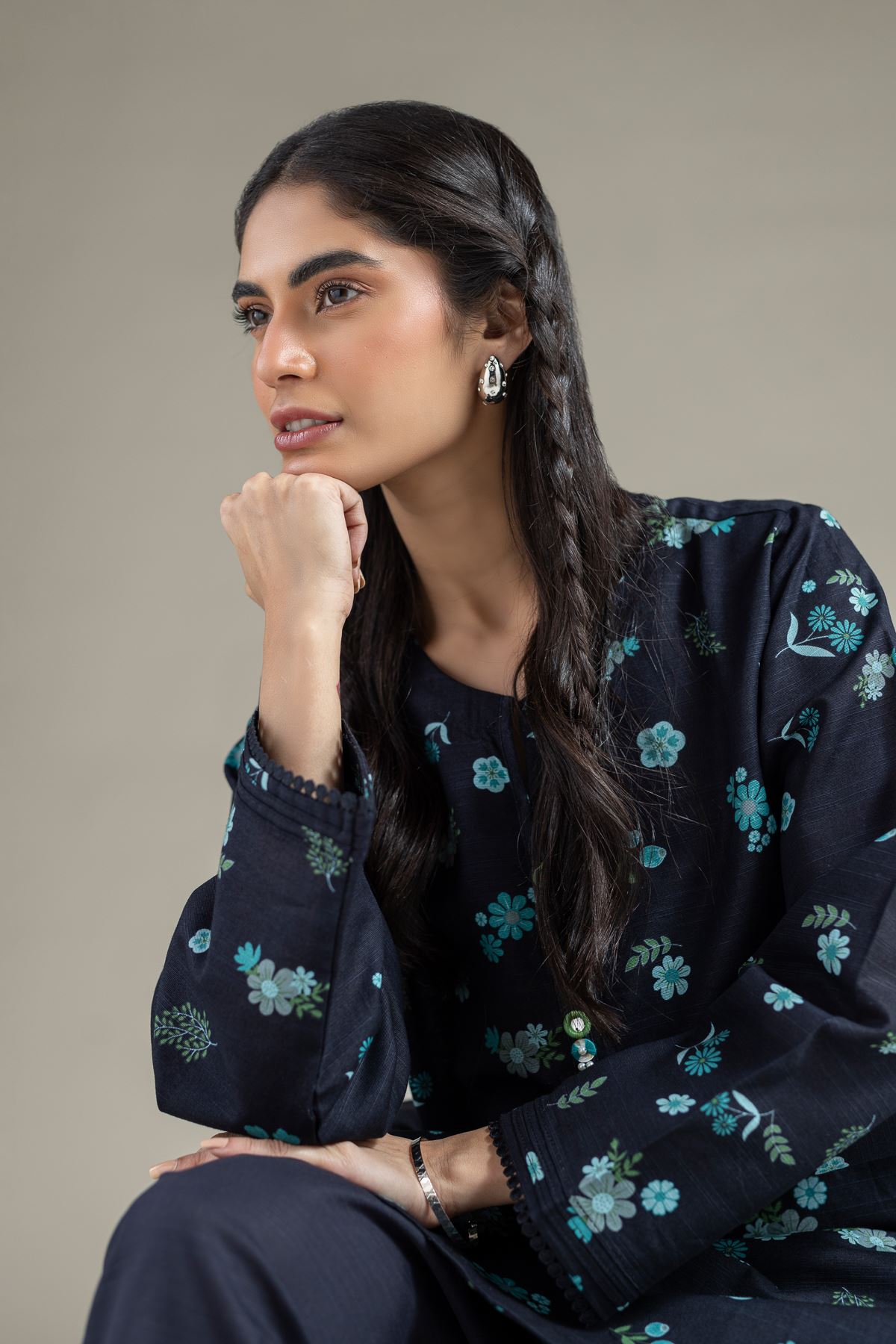 Printed Khaddar Kurta - OTD4-EX22-10TA-VG