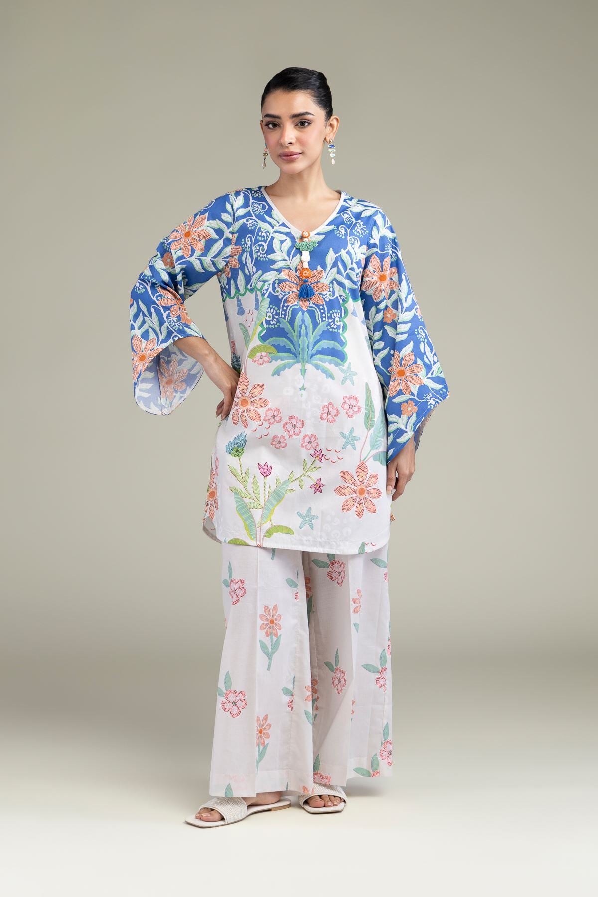 Printed Cambric Floral Summer Pants - 1-26-202-A-I1-VG