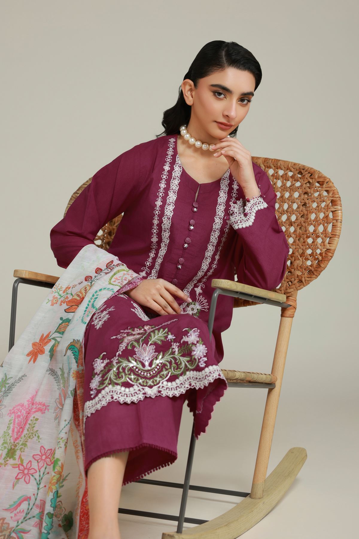 Embroidered Cambric Fabrics 3 Piece - A33-26-104FB1-VG