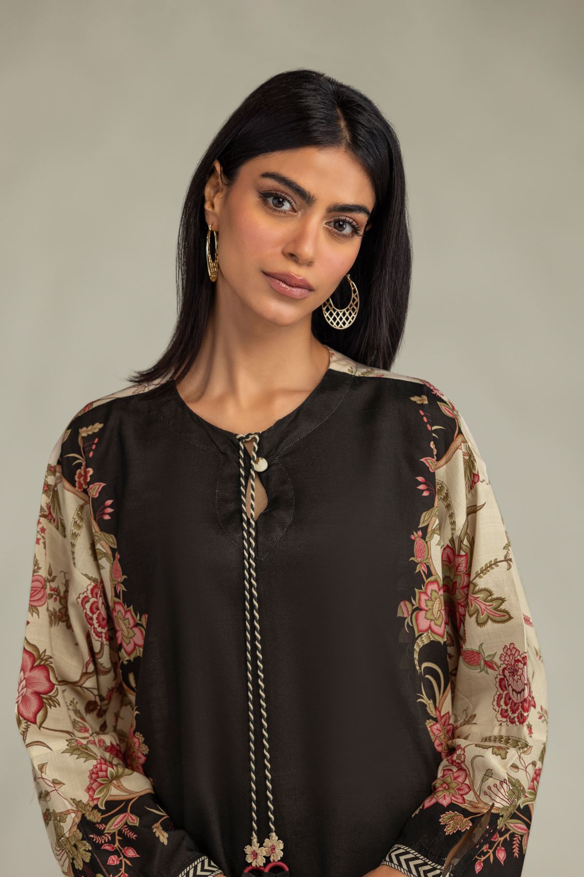 Printed Raw Silk Floral Silk Kurta - 1-26-333-B-C1-VG