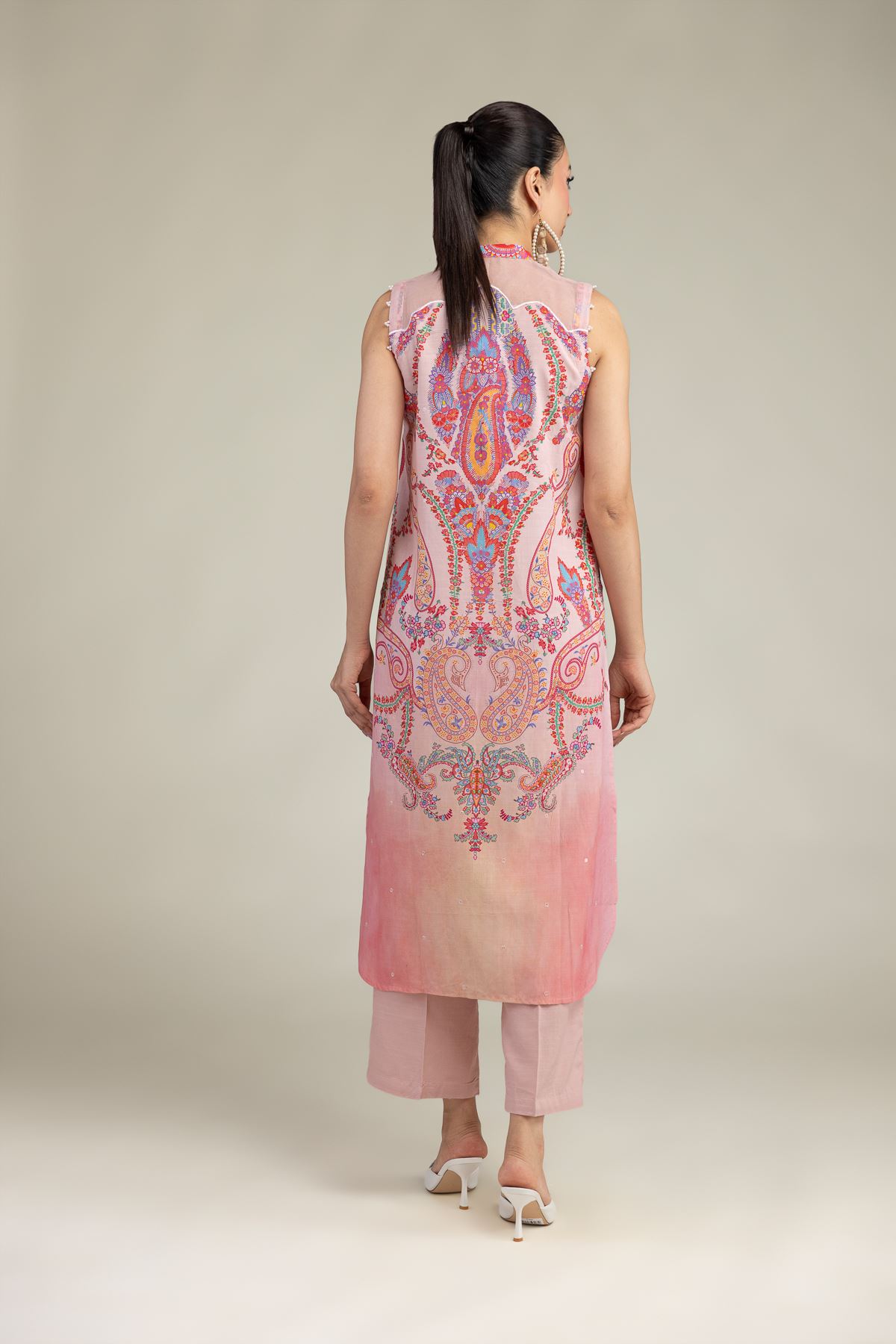 Embroidered Raw Silk Pink Floral Kurta - 2-26-212-A-F1-VG