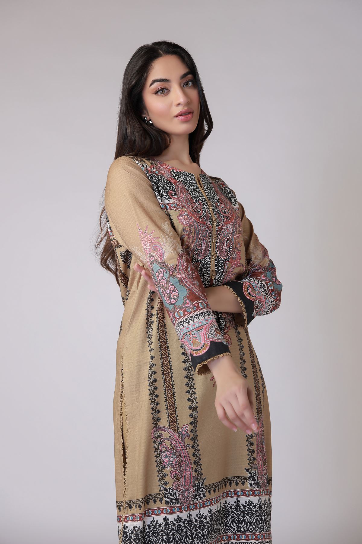 Printed Cotton Dobby Kurta - 25-07-7E8-11TA-VG